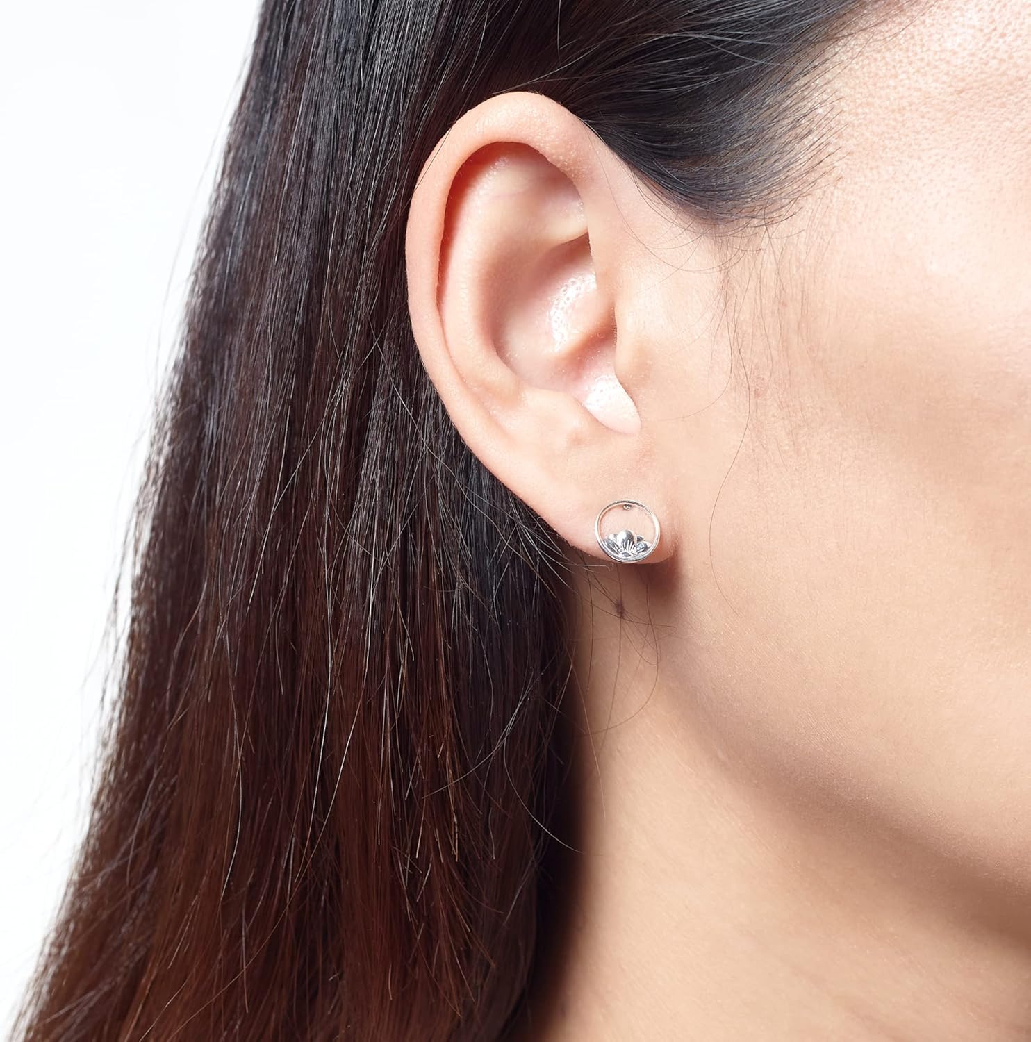 Boma Jewelry Sterling Silver Open Circle Flower Stud Earrings - Image 2