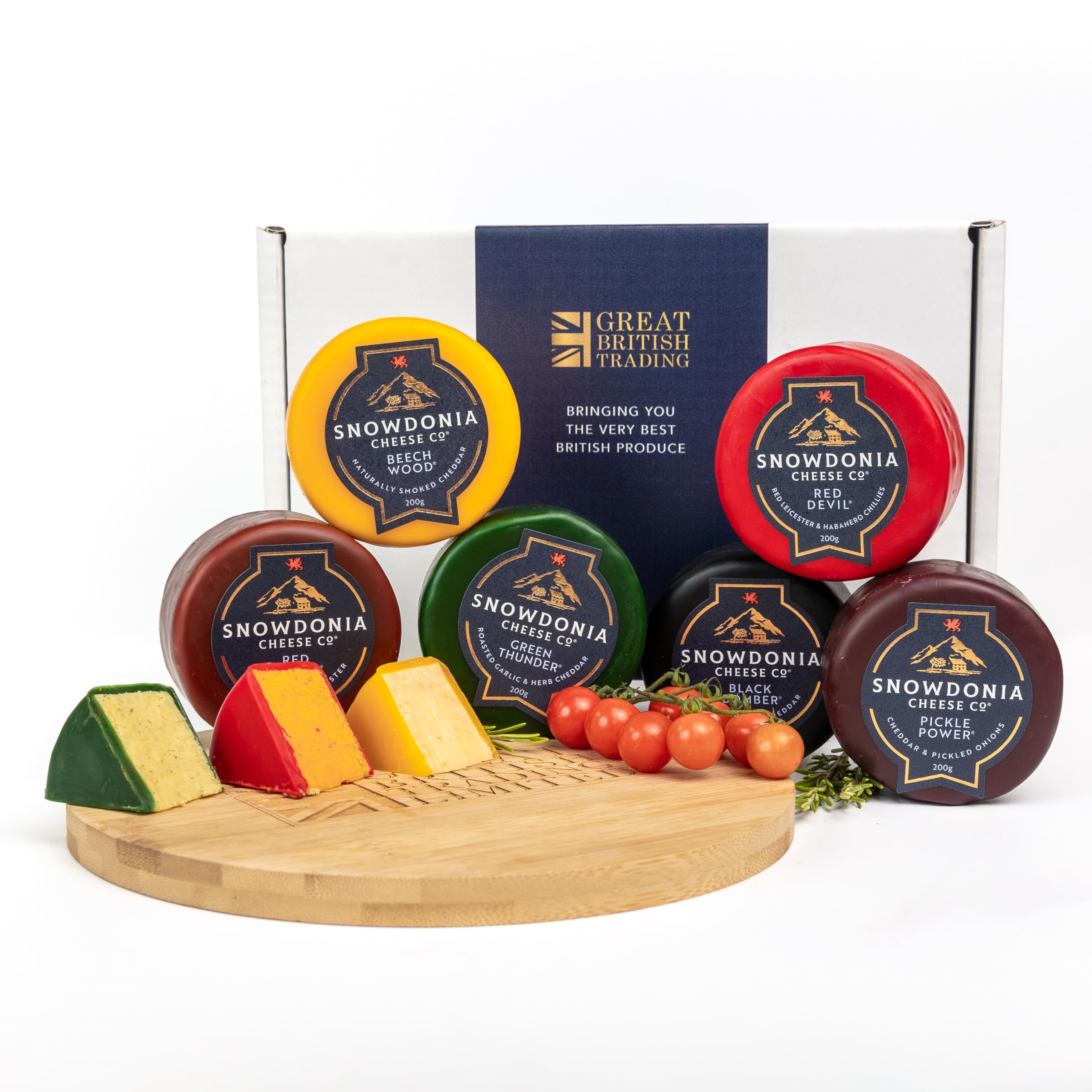 Snowdonia Cheese Company Ultimate Welsh Hamper - The Ultimate Cheese Gift Hamper of six truckles with Black Bomber, Red Devil & More from Great British Trading