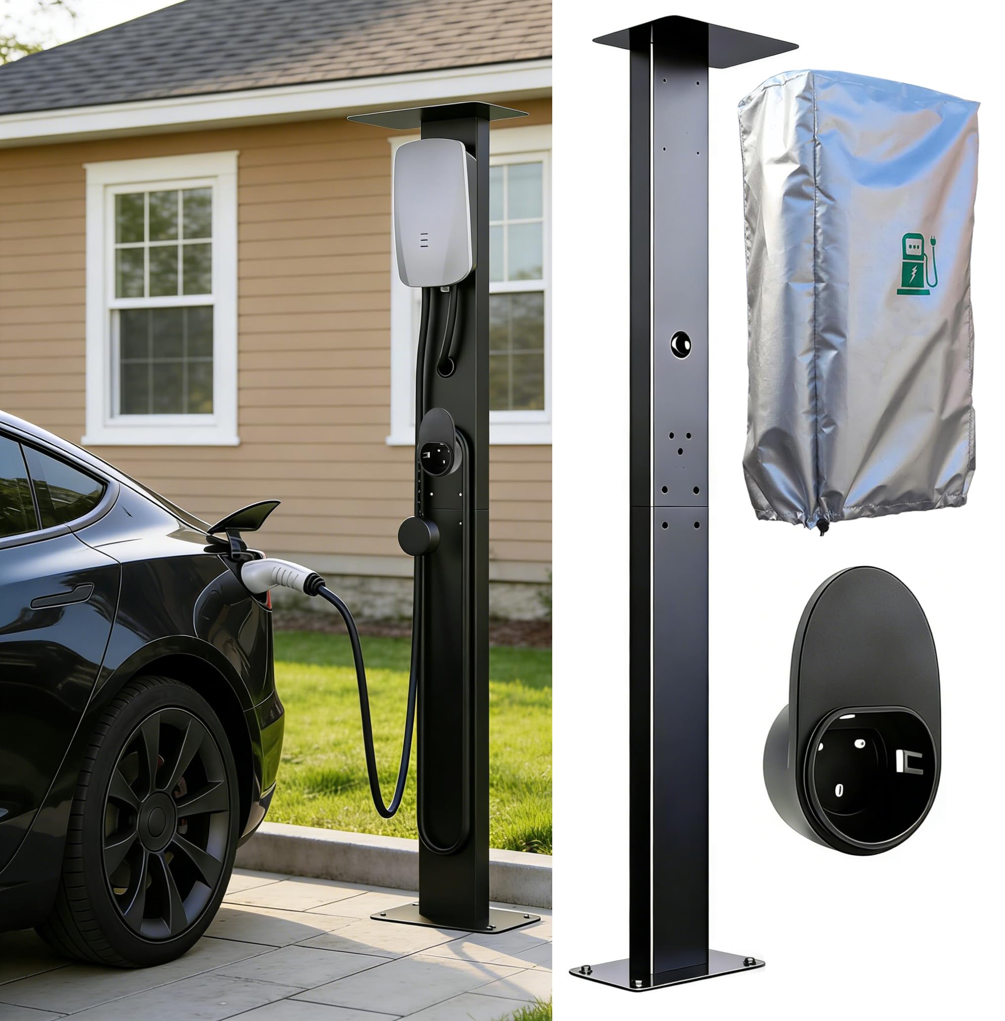 Wallbox - Poteau de Montage sur Pied - pour Station de Charge pour Voitures électriques - Protège Votre Chargeur - Dimensions : 150 cm x 28 cm x 21 cm