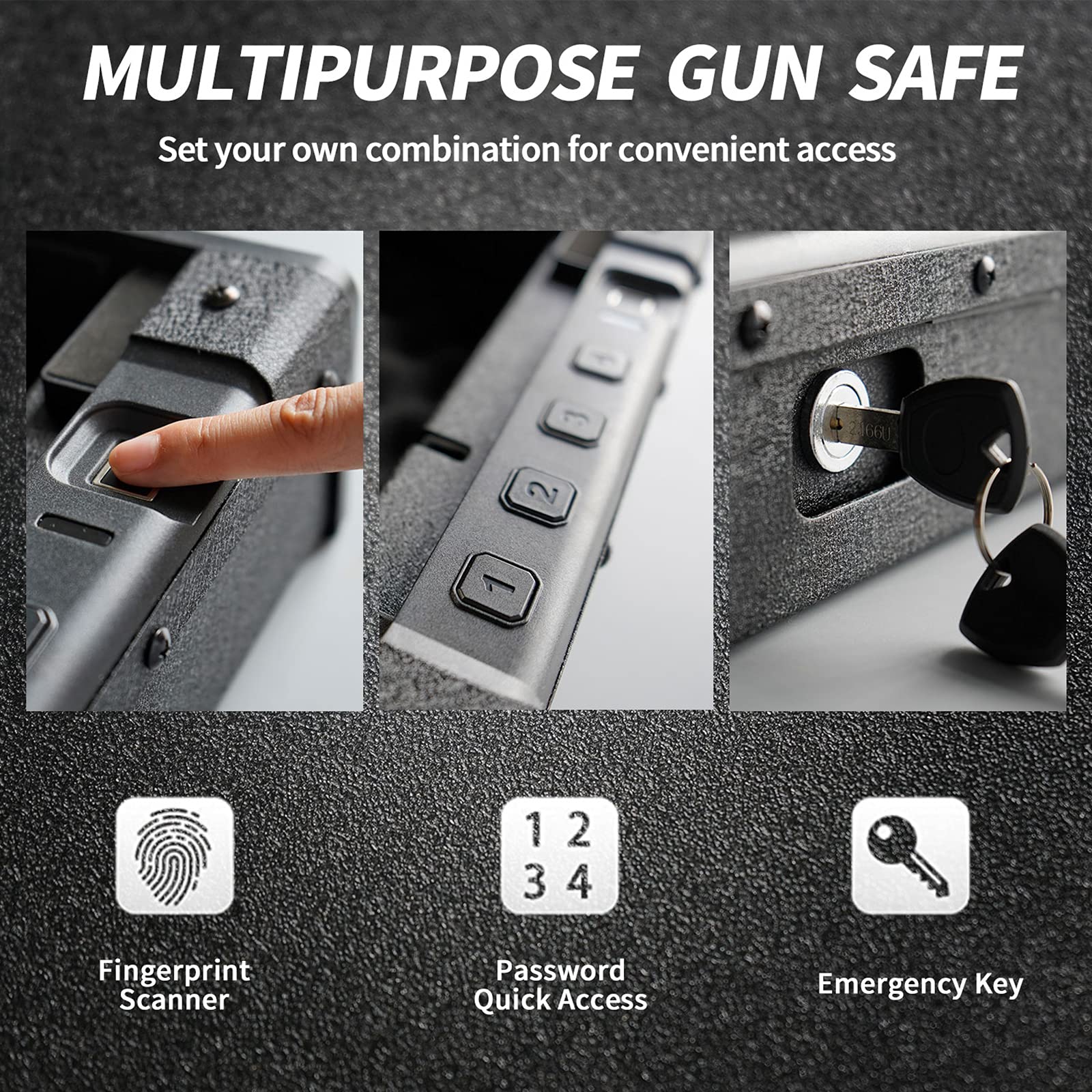 KAER Gun Safes for Pistols Quick Access Pistol Lock Box for Car with