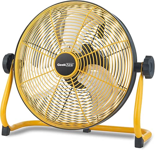 Geek Aire 12" Portable Battery Operated Fan with Metal Blade,