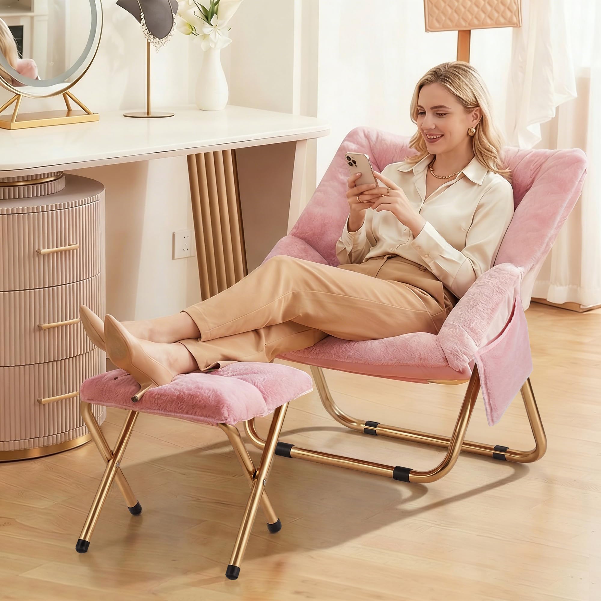 Kasunpul Comfy Saucer Chair, Foldable Living Room Chairs, Soft