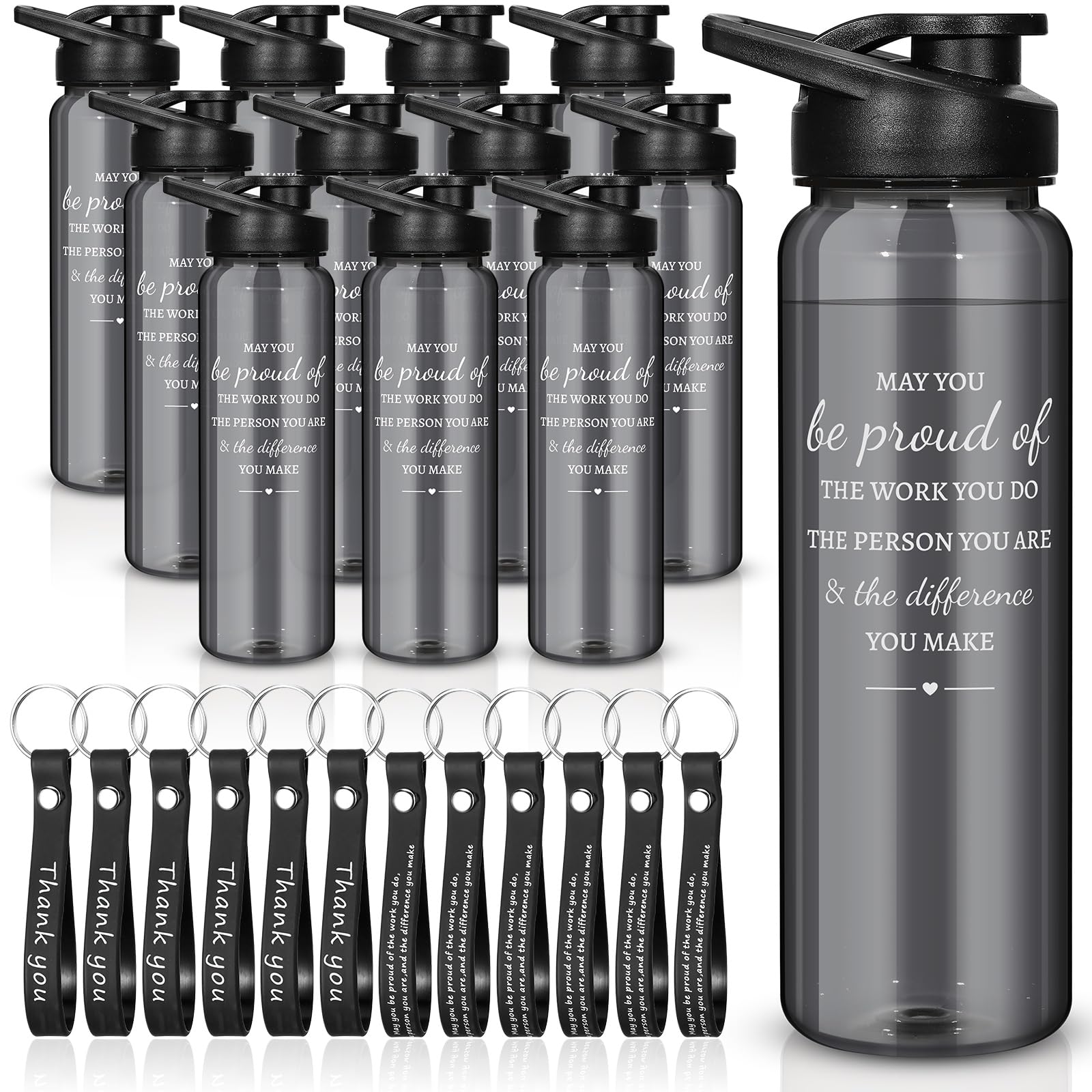 Bokon 10 Bottiglie Termiche In Acciaio Inox 304 Da 500 Ml Con Manico In Silicone - Regali Di Ringraziamento Per Dipendenti E Colleghi, 10 Colori Con Frasi Ispiratrici