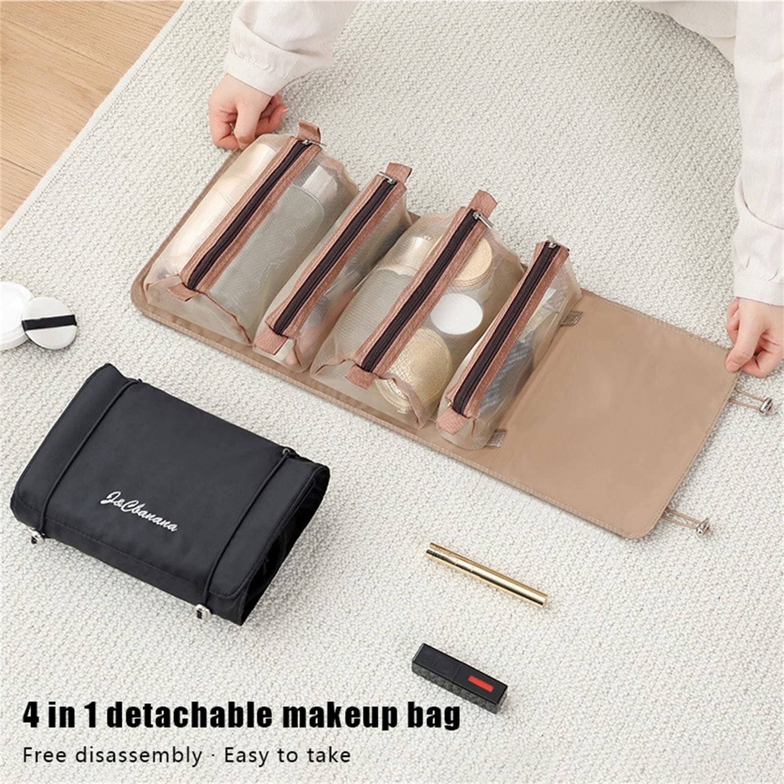 Estuche De Cosméticos Organizador De Maquillaje Plegable Para Viajes Bolsa De Toiletria Colgante