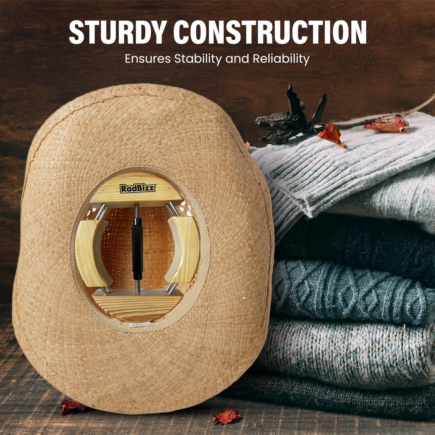 RadBizz 4-Way Hat Stretcher - Premium Cap Stretcher with 4 Way Function - for Use with Cowboy Hats, Baseball Caps, Fitted, Straw, Felt, Fedora, and More - Image 8