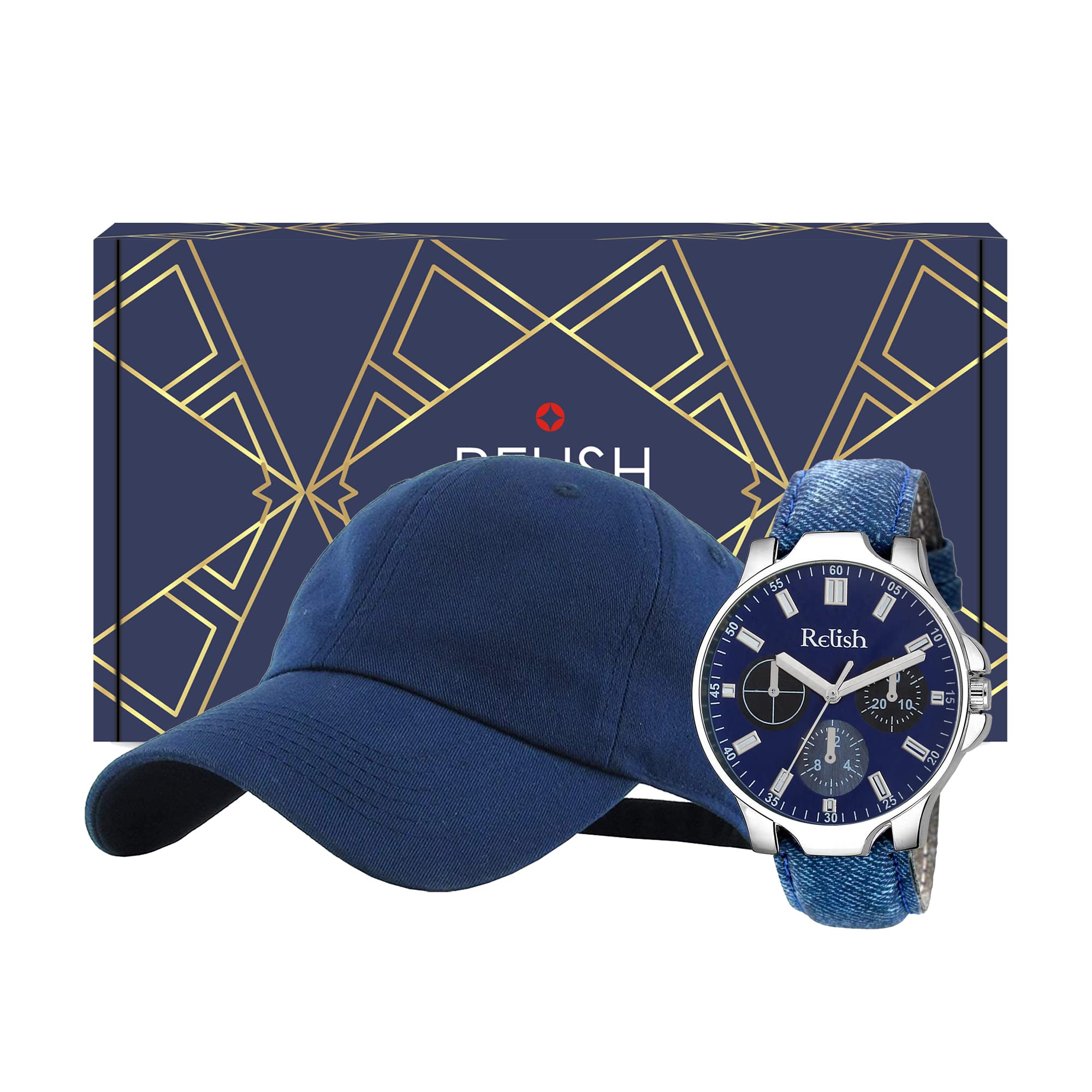 Relish Blue Denim Analogue Mens & Boys Watch and Adjustable Denim Fabric Cap | RE-WACA903 (B092MNJBF9) Amazon Price History, Amazon Price Tracker