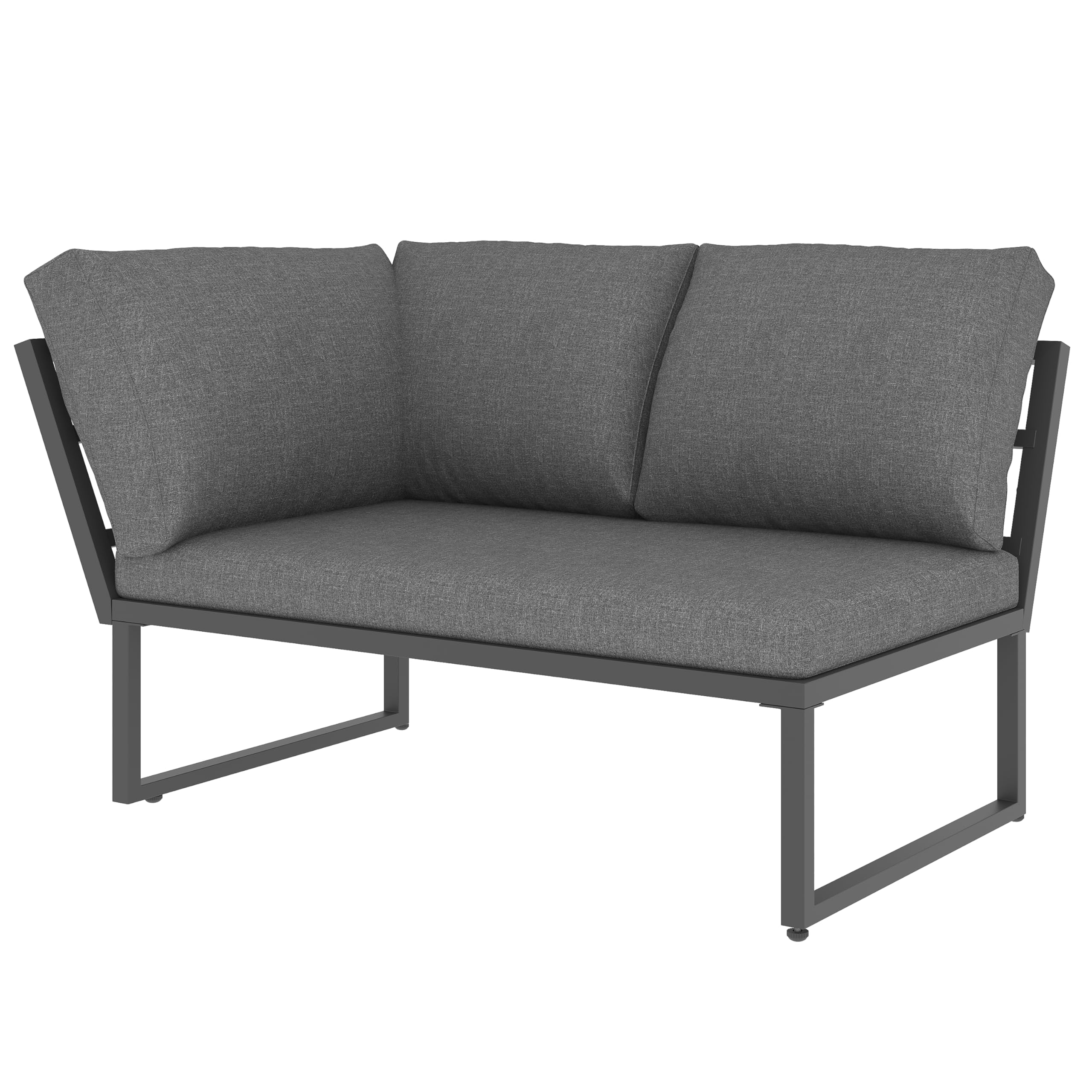 Conjunto de muebles de jardín para exteriores, sofá de jardín en forma de L para 7-8 personas, incluye 1 mesa con tablero de vidrio de imitación de madera y 2 sillones trenzados a mano, para