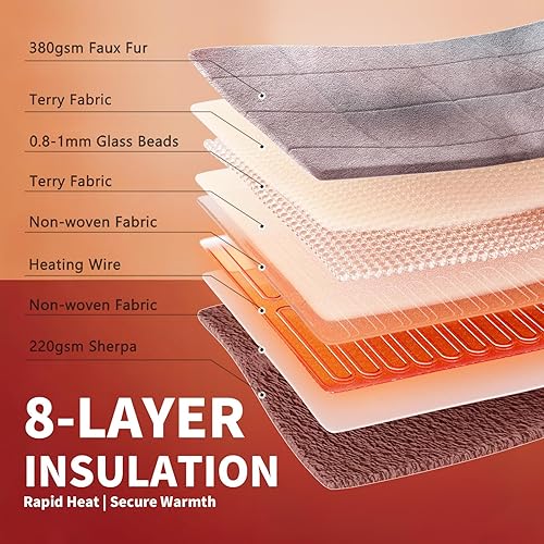Vista 366 de Homemate Manta térmica eléctrica de 50 x 60 pulgadas, manta térmica de 1/2/4/6/8 horas de apagado automático, 10 niveles de calor, protección contra