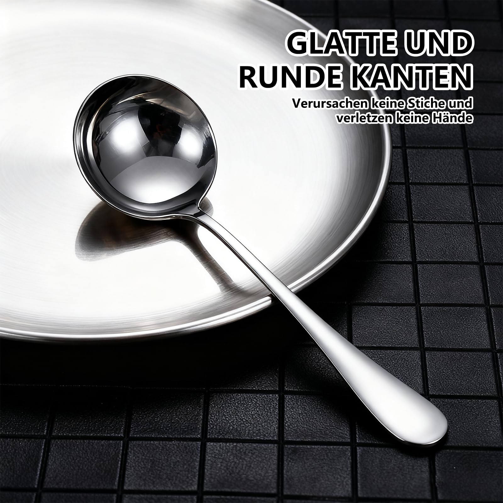 3 Stück Edelstahl Suppenschöpfer, 20 cm Silber Soßenkelle Servierlöffel für Brühe, Saucen und Servieren