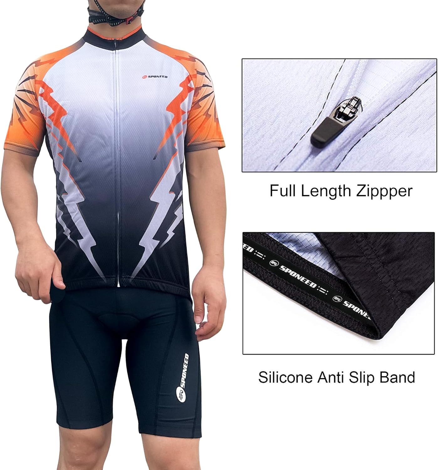 sponeed Men's Cycling Jerseys Tops Biking Shirts Short Sleeve Bike Clothing Full Zipper Bicycle Jacket with Pockets - Image 6