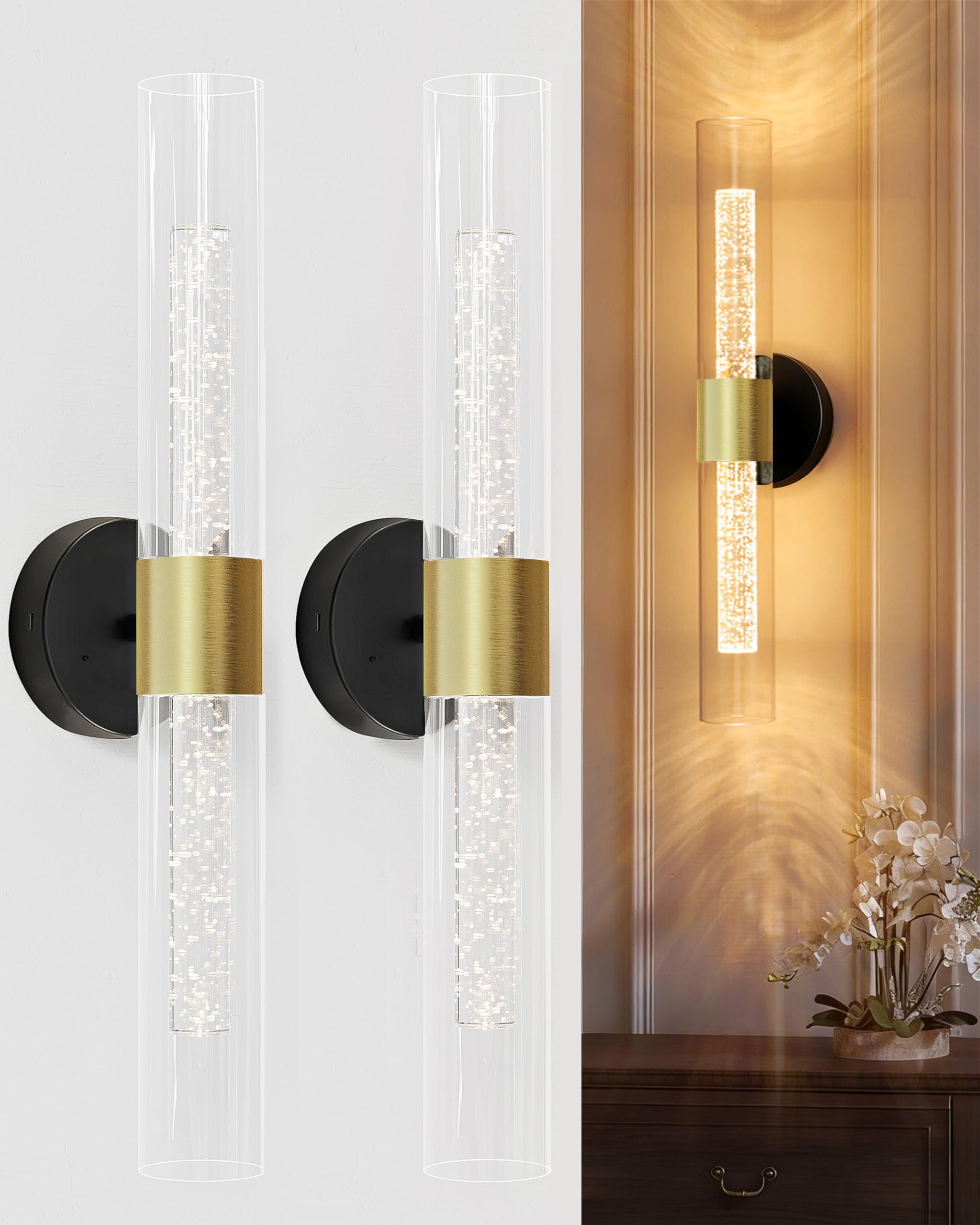 Photo 1 of Soraglitium Wireless Battery Operated Wall Sconce Set of 2 with Remote