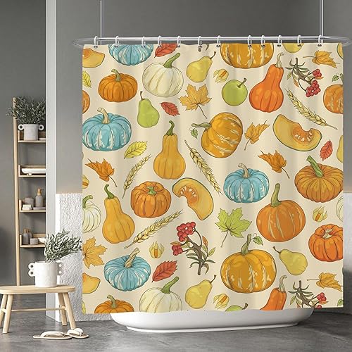 Miniatura 53 de Baocicco Juego de cortinas de ducha de fantasmas de Halloween, encantadores fantasmas de dibujos animados, divertidos trucos o tratos, cortinas de