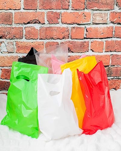 Miniatura 3 de Stephanie Imports Made In USA - Paquete de 125 bolsas de plástico rojo brillante (12 x 15 pulgadas) con asas troqueladas