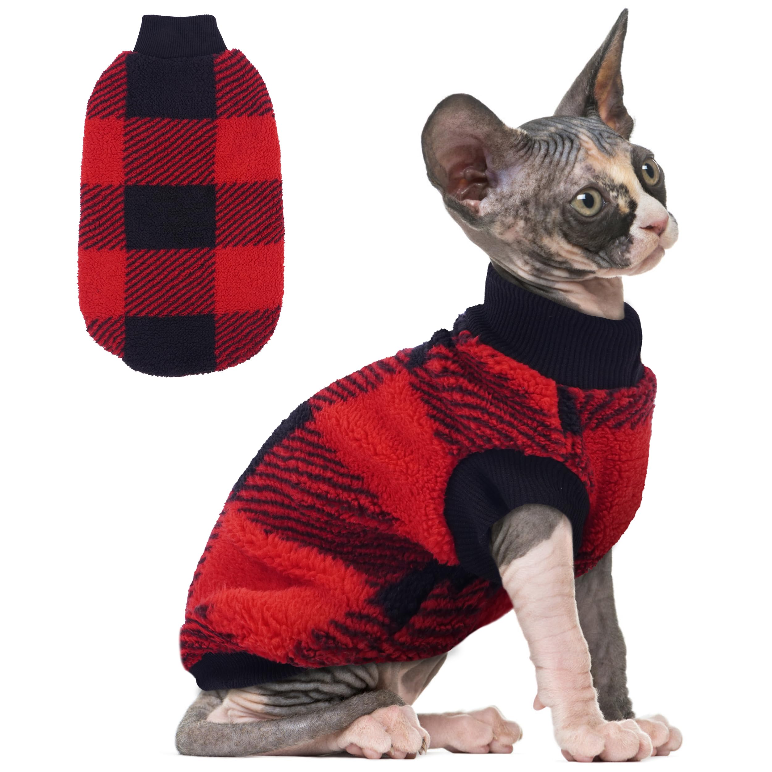 Chandail en polaire pour chat PUMYPOREITY rouge taille XS