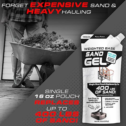 Miniatura 2 de GoSports Relleno de base ponderada de gel de arena para aros de baloncesto de interiorexterior, bases de paraguas y más, 16 onzas, solo tienes que