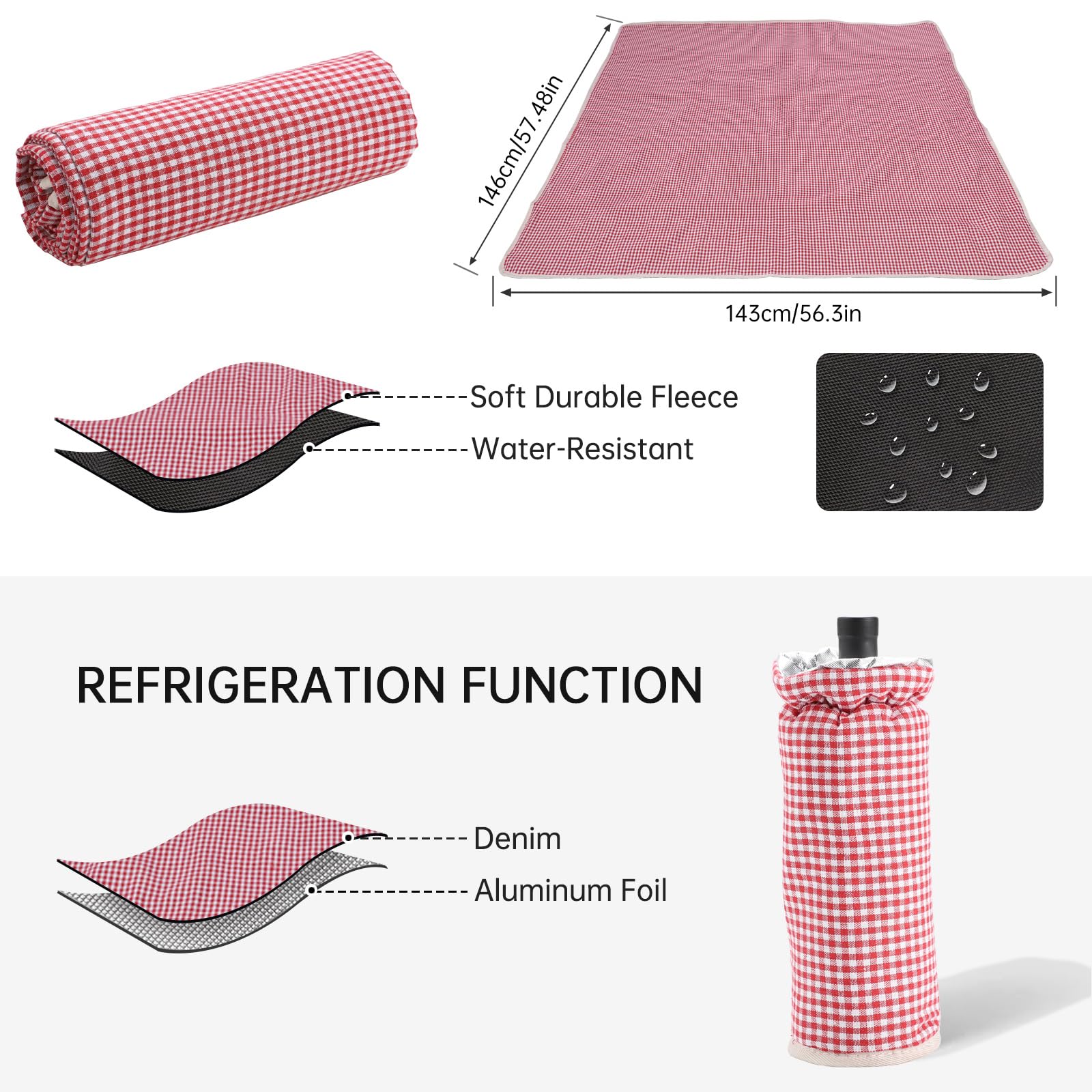Juego de cesta de picnic de mimbre para 4 personas con mesa desmontable, bolsa de utensilios, forro aislante y manta impermeable, cesta de picnic de sauce para camping, al aire libre, parejas, regalos