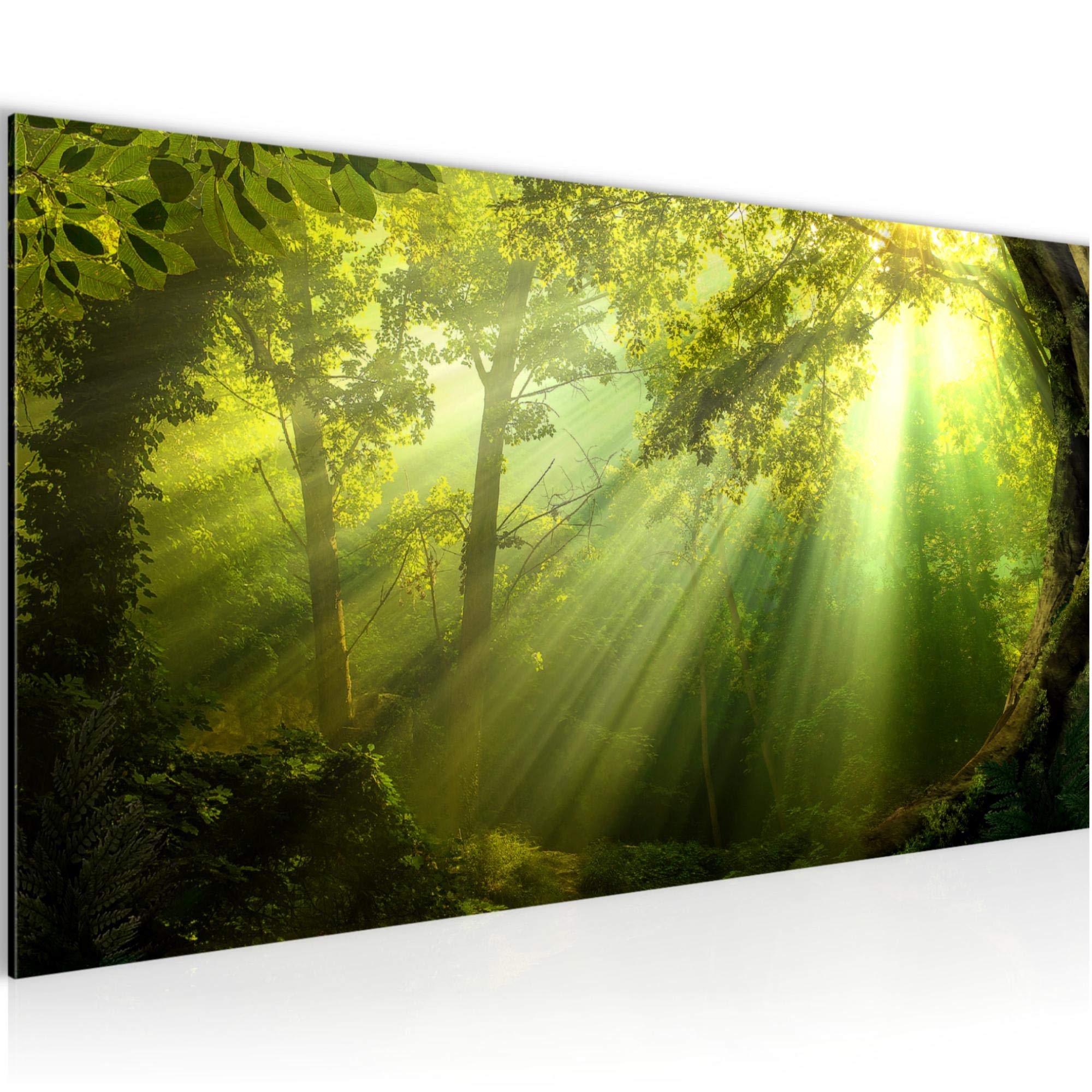 Quadro Moderno Su Tela Non Tessuta Runa Art - Foresta Con Cervo, Natura Verde E Giallo, 012712a, Stampa D'Arte Per Soggiorno - 3