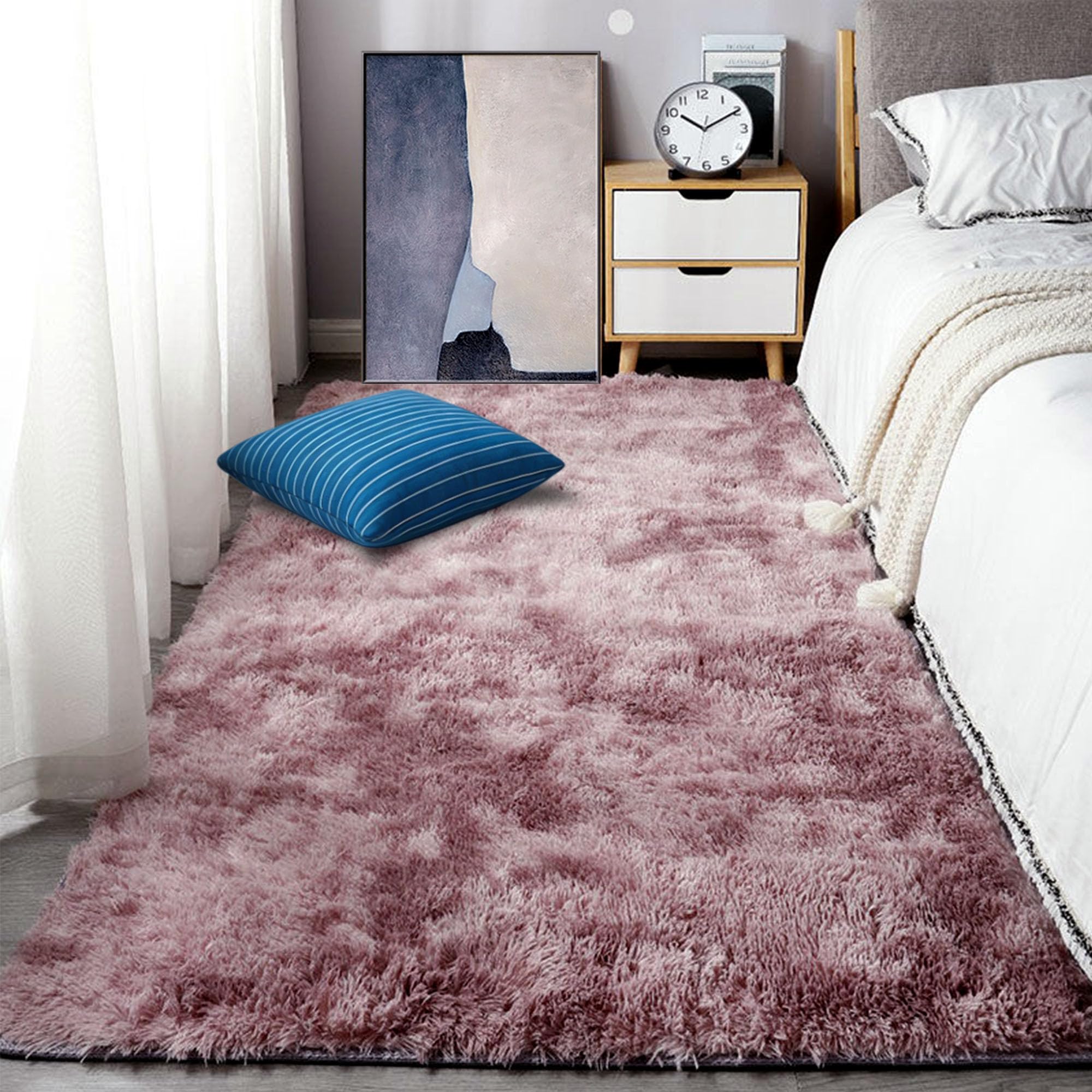 Tapis antidérapant 250x360 rose pourpre qui ne perd pas ses poils de salon