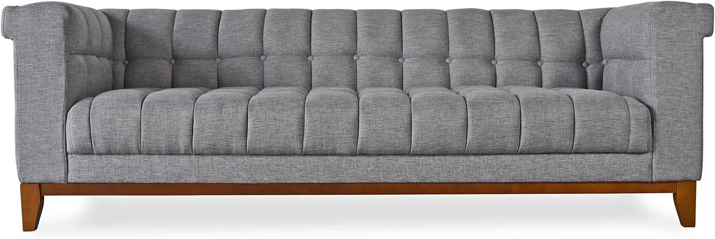 BRENT PARK MidCentury Modern Sofa - Mid-Century Chesterfield Sofas - Tufted Grey Fabric