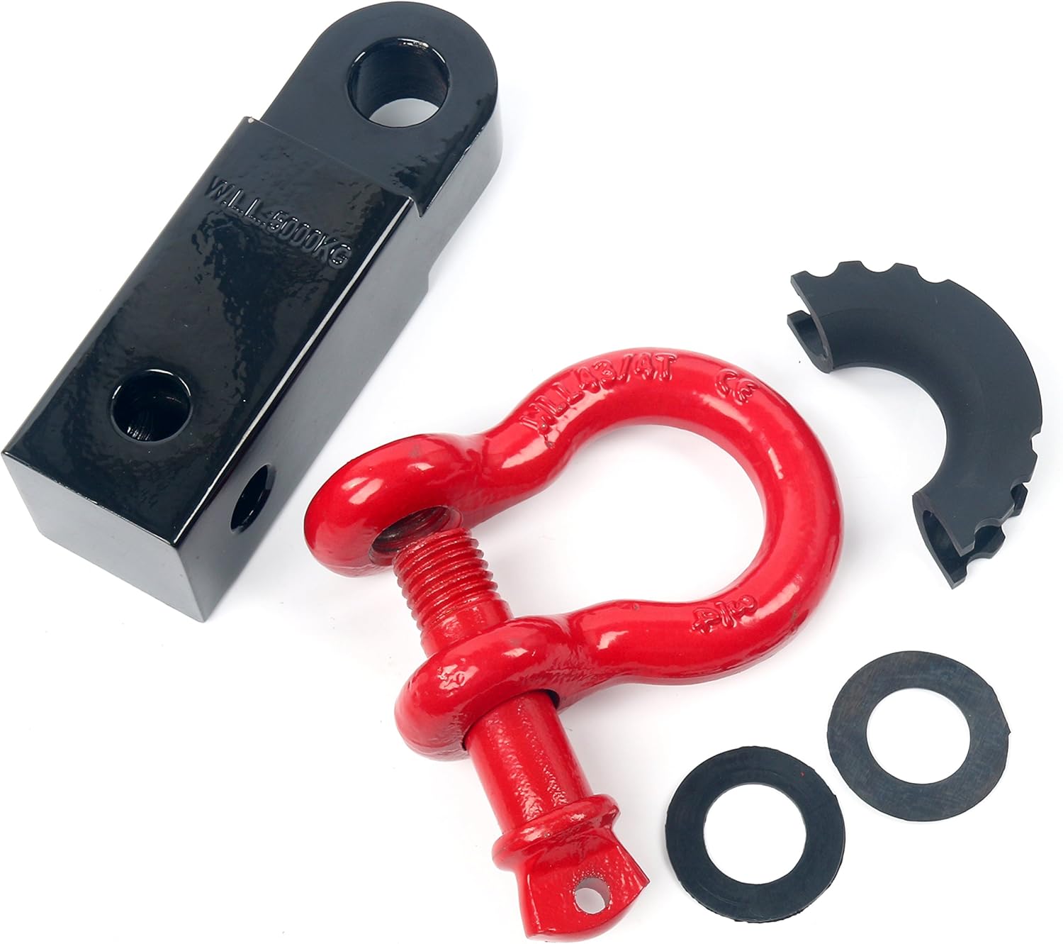 YaeTek Multi-Mount Receiver Hitch with 3/4" Shackle for Jeep Wrangler and All Chevy/GMC, Ford, Dodge, Nissan, Toyota Truck 2" Receivers - Use with Tow/Snatch Strap for Towing and Recovery (Red)