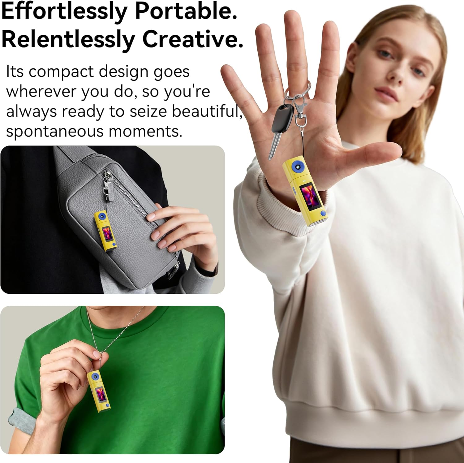 Mini Keychain Digital Camera:2K Digital Mini Camera with 16GB Card, Vintage Keychain Camera with 270° Rotating Lens, 400mAh Battery Portable Small Cameras with Elegant Gift Box for Travel,Kids,Gifts