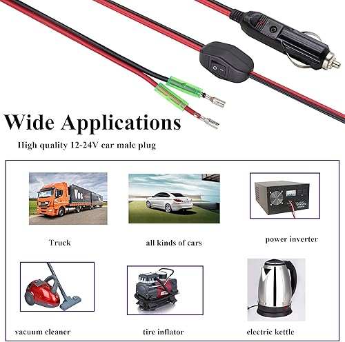 Miniatura 7 de AAOTOKK Encendedor de cigarrillos de repuesto fusionado de 12 voltios, enchufe macho con cables de 16 AWG, encendedor de cigarrillos, enchufe macho