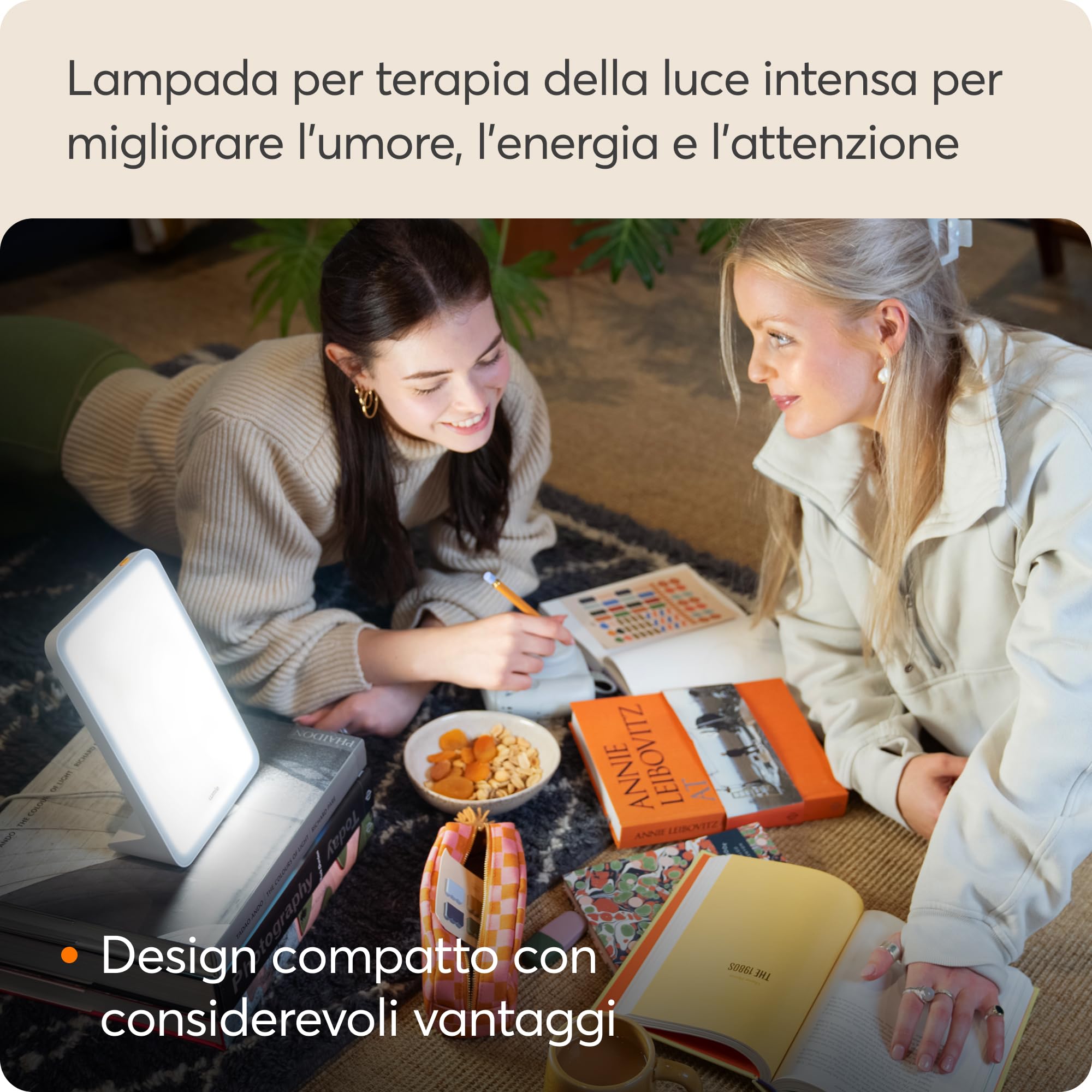 Lumie Mini Lampada compatta per terapia della luce intensa per ottimizzare l'umore, l'energia e l'attenzione