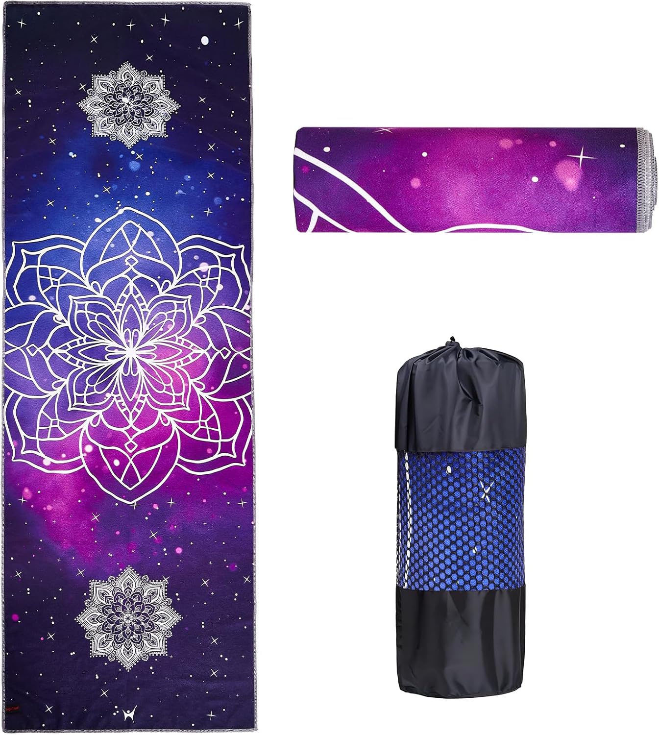 Tie-Die Textures Non-Slip Yoga Towel With Bag – Odorless 100% Absorbent Microfiber Sweat Towel Mat for Hot Yoga, Bikram and Pilates – 24”x72”