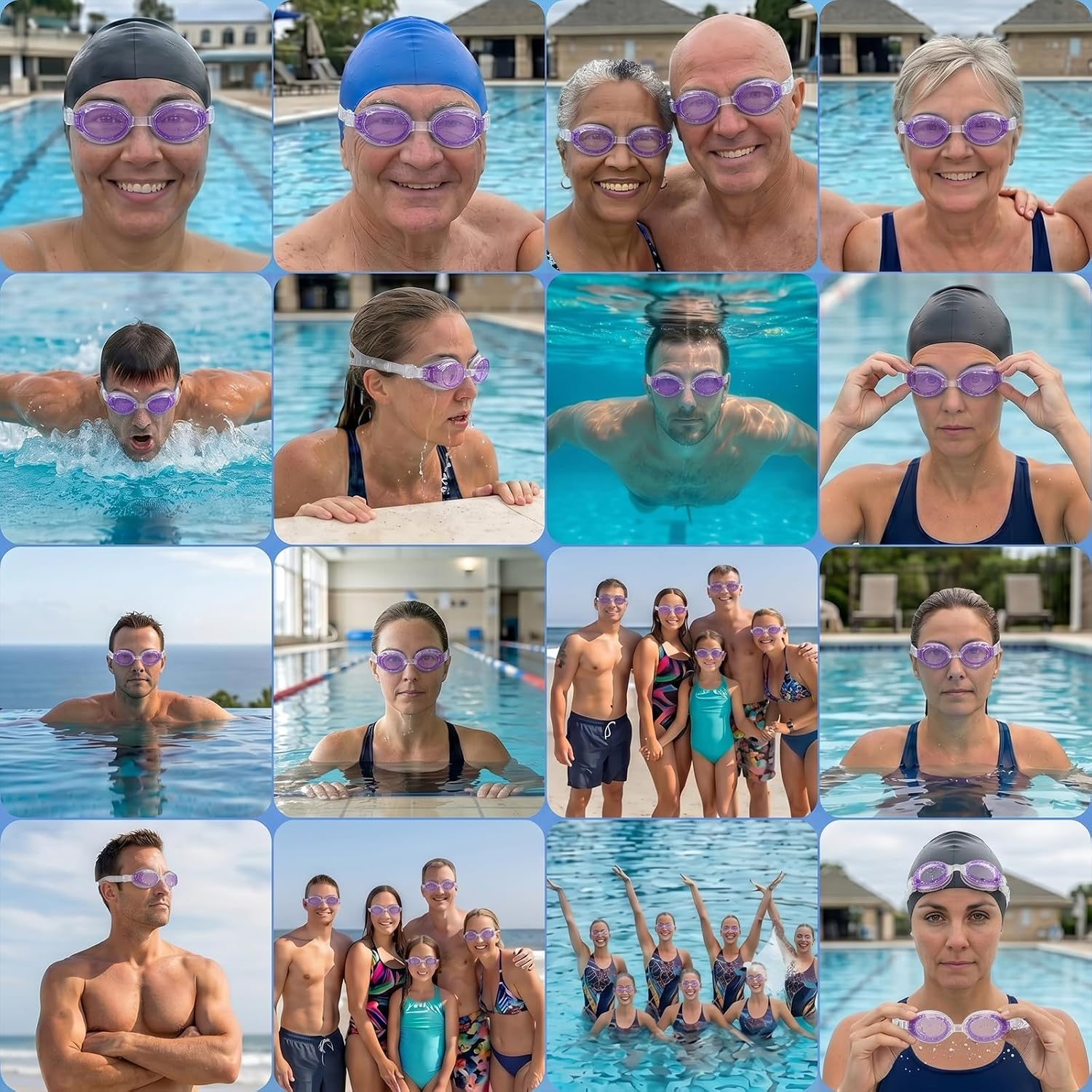 AN-SHOW Anti-Fog Swim Goggles, Leak-Proof UV Protection Pool Goggles for Men Women Youth,Indigo
