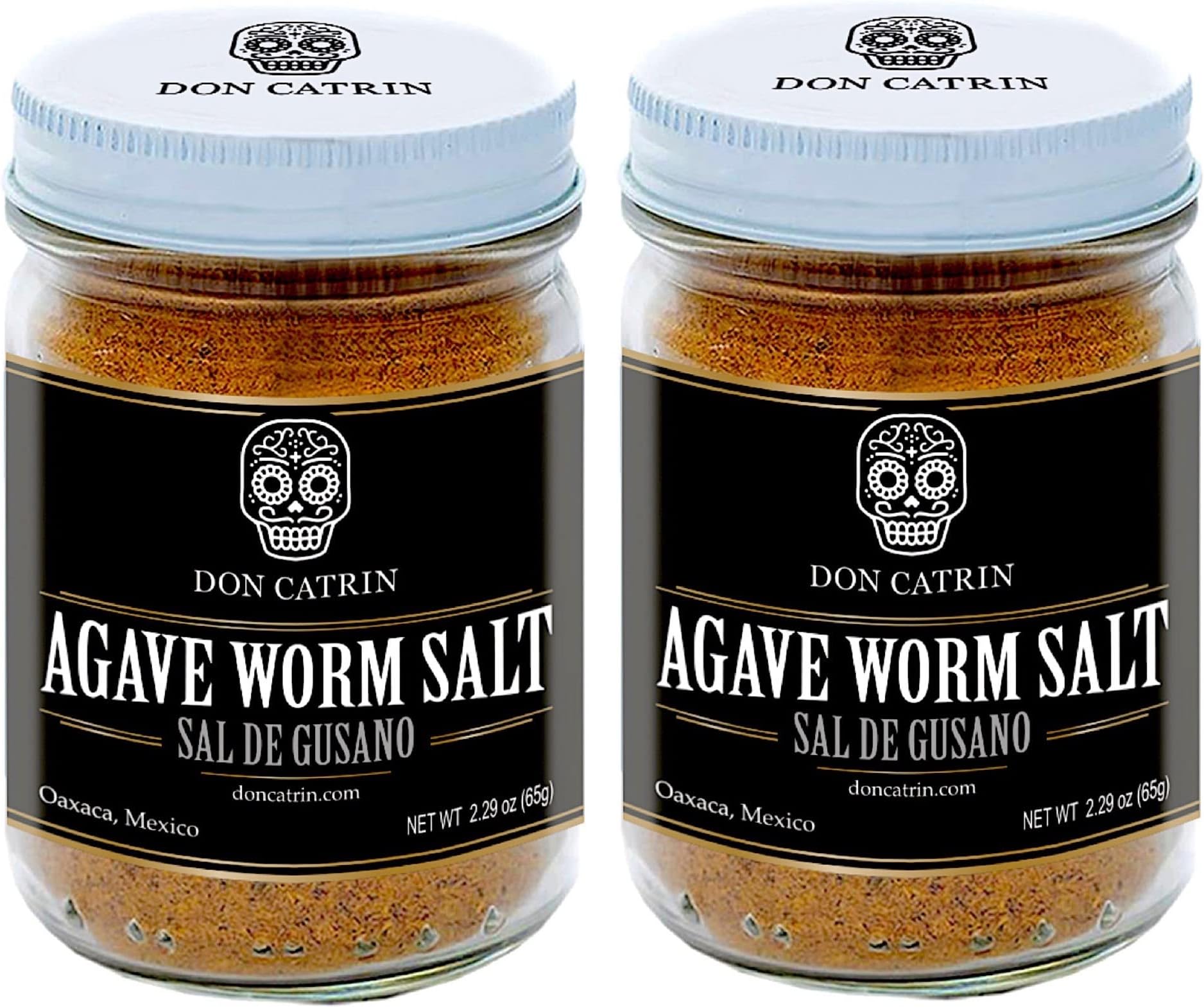 Sal de Gusano Agave Worm Salt 65 gram jar 2.29 oz - Premium Gourmet Salt in Gift Box - Chinicuil - Pairs with Tequila and Mezcal Don Catrin (Pack of 2)