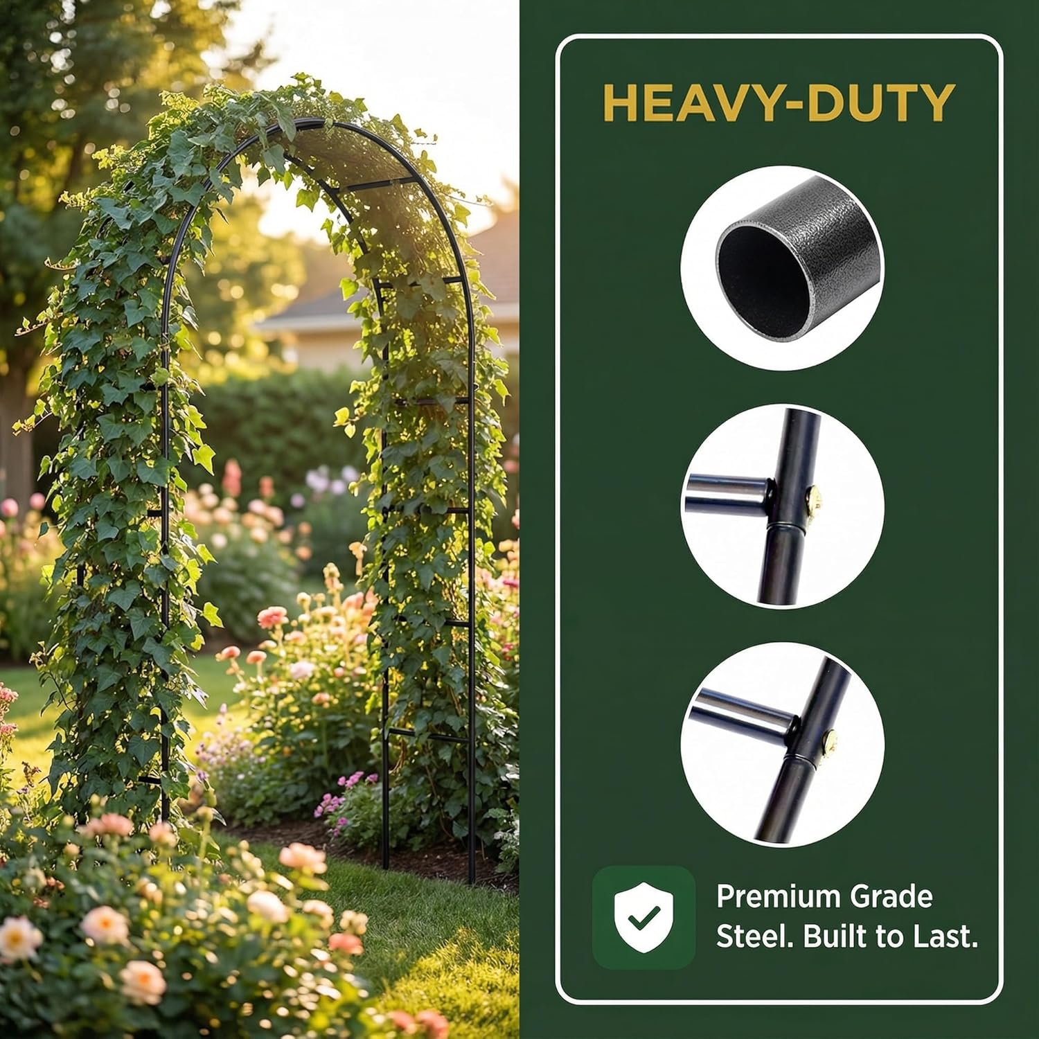 Elegant Pergola Arbor Garden Arch Trellis 55" W x 94.5" H, 16mm Metal Tubes & 0.4mm Thickened Wall Construction, Weather Resistant, Versatile Use for Outdoor Decoration