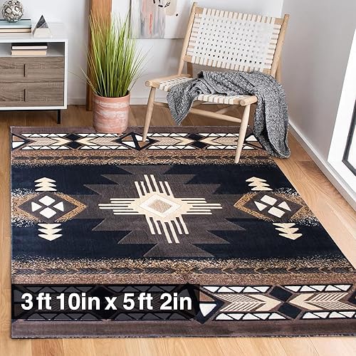 YHSF South West - Alfombra nativa americana C318 (negro, 3 pies 10 pulgadas x 5 pies 2 pulgadas) YHSF South West - Alfombra nativa americana C318 (negro, 3 pies 10 pulgadas x 5 pies 2 pulgadas)