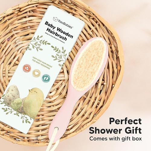 Miniatura 9 de Cepillo para el pelo del bebé, cepillo para bebé con cerdas de cabra suaves, cepillo para la tapa de la cuna, producto perfecto para el cuidado del
