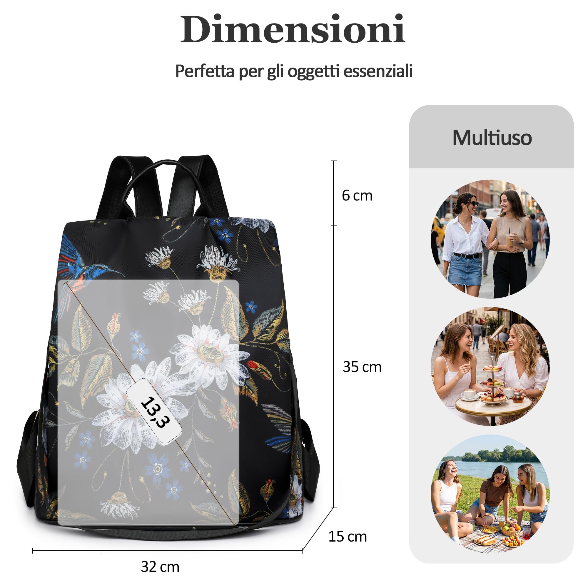 Moda Zaino Donna Borsa a tracolla Leggero Viaggio Turismo Scuola Grande Capacità Borsa a Tracolla Borsa Scuola
