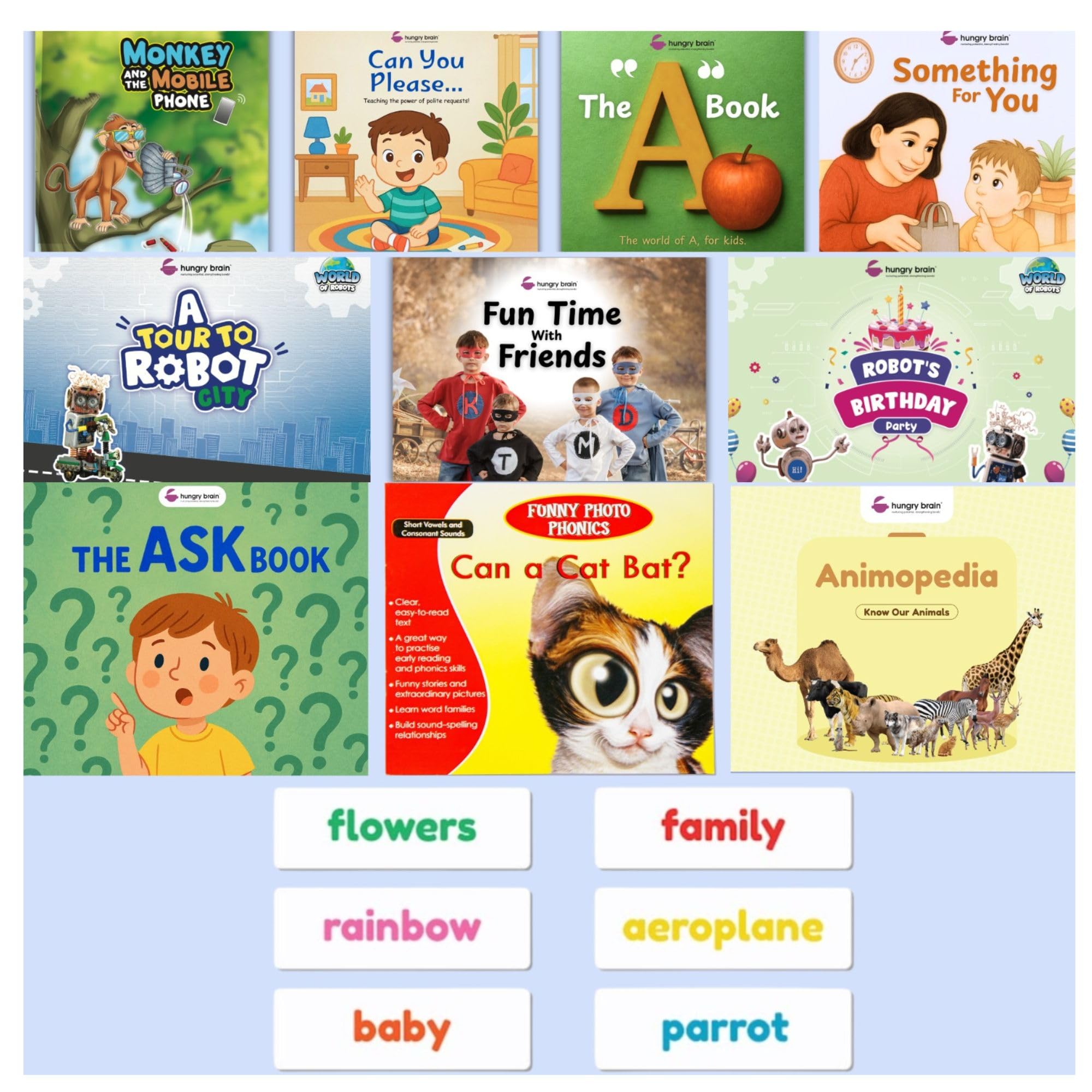 Hungry Brain Schede flash con parole visive per asilo, 600 flashcard di lettura con frasi di libri di storia, programma di lettura di 12 mesi, lettura precoce e vocabolario per bambini dai 3 anni in