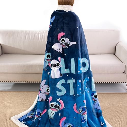 Miniatura 2 de Manta de franela Sherpa para niños, de 50 x 60 pulgadas, manta de felpa súper suave y acogedora para uso en interiores y exteriores (puntadas, manta