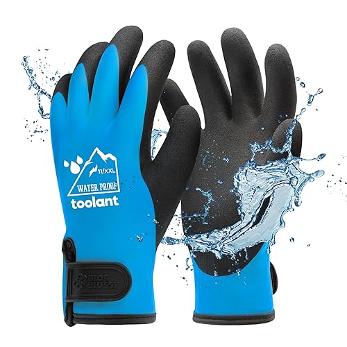 Vista 24 de toolant - Guantes 100% impermeables, 3 pares, aptos para pantalla táctil, trabajo de invierno, pesca, jardinería y frío extremo, cálidos, agarre