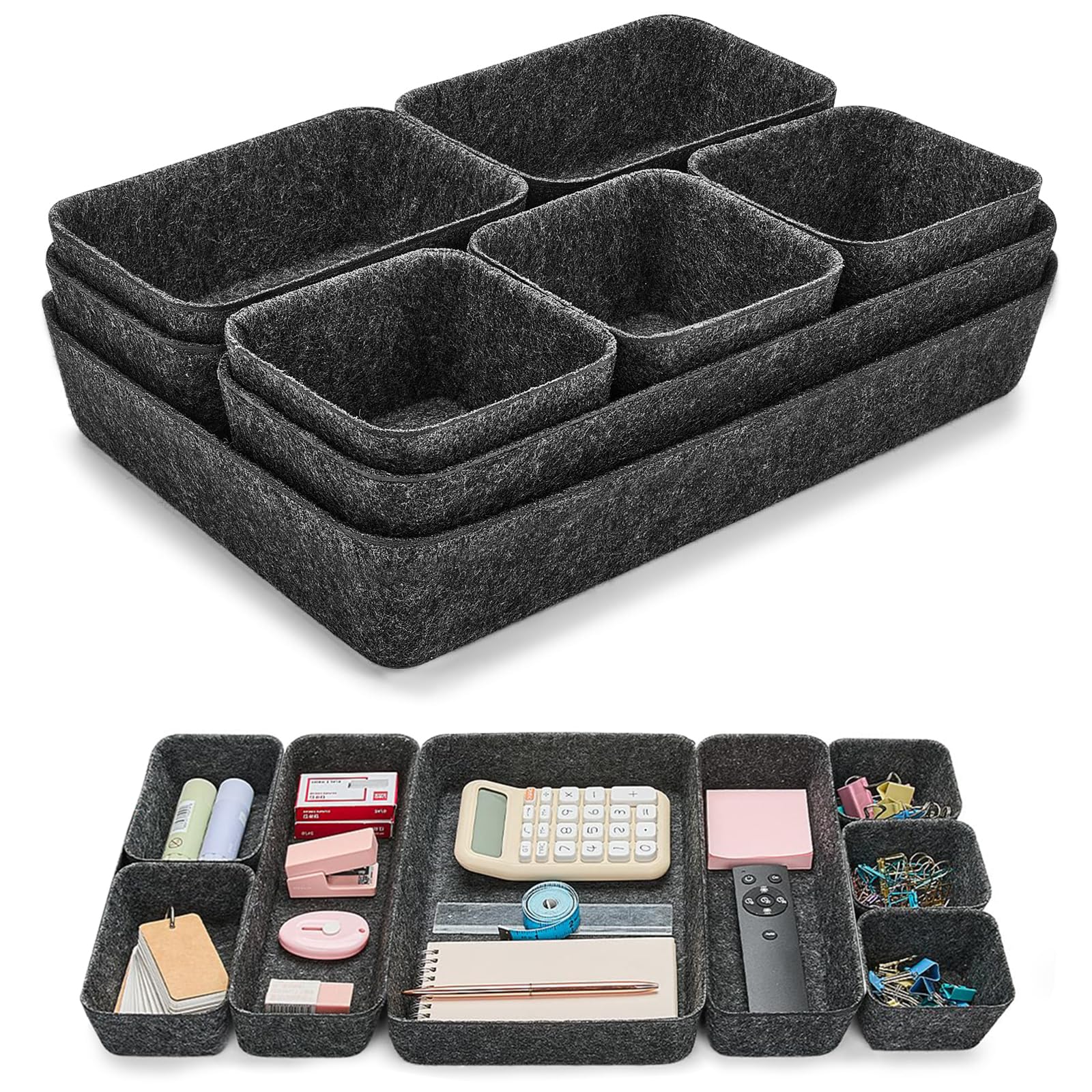 LUREON Schubladen Organizer Filz - Filzschale Drawer Organizer Schublade, Schubladeneinsatz Büro Ordnungssystem, Schminktisch Organizer für Schublade, Büro & Home Schrank Aufbewahrungsbox Organiser