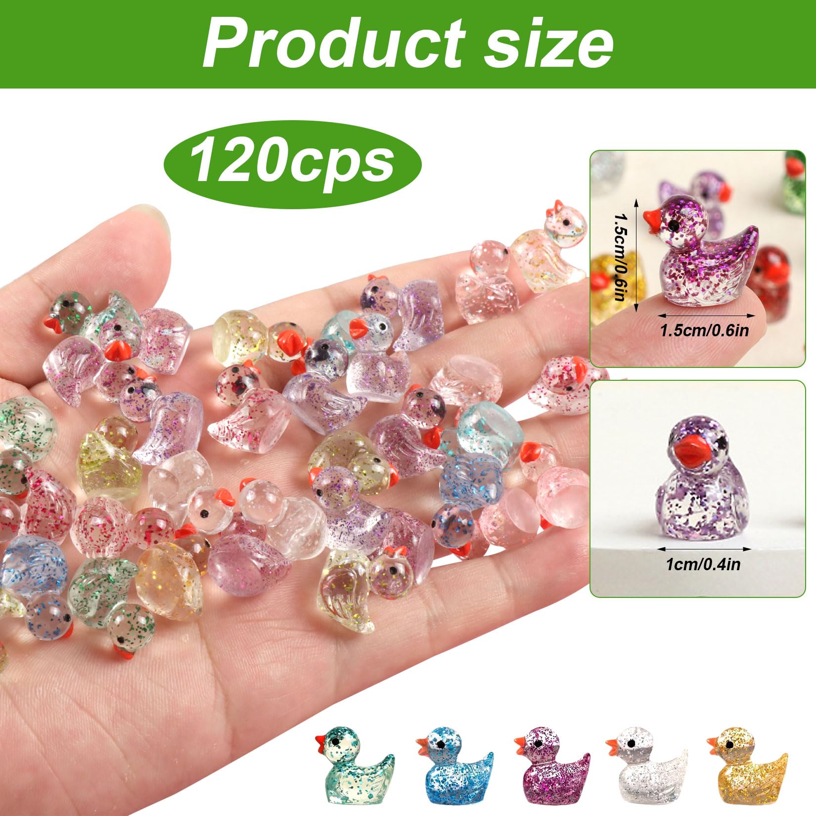 120 PcsMini Ducks, Luminous Mini Resin Ducks, Glitter Mini Plastic Duckss, Glow in The Dark Duckss - Image 2