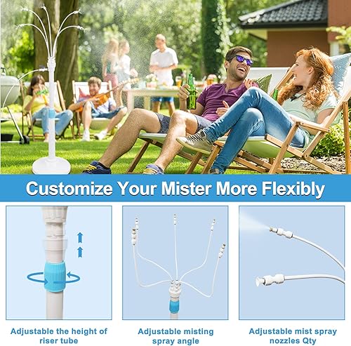 Miniatura 5 de Misters for Outside Patio, Standing Misting Cooling System, Portable Outdoor Water Mist Hose Kit, Adjustable 45.7in Height & 5 Spray Nozzles for