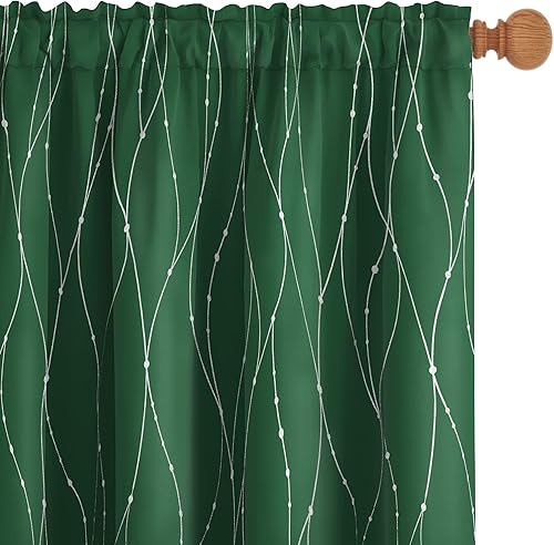 Miniatura 1 de Deconovo - Cortinas opacas con diseño de líneas onduladas y lunares, para dormitorio y sala de estar.