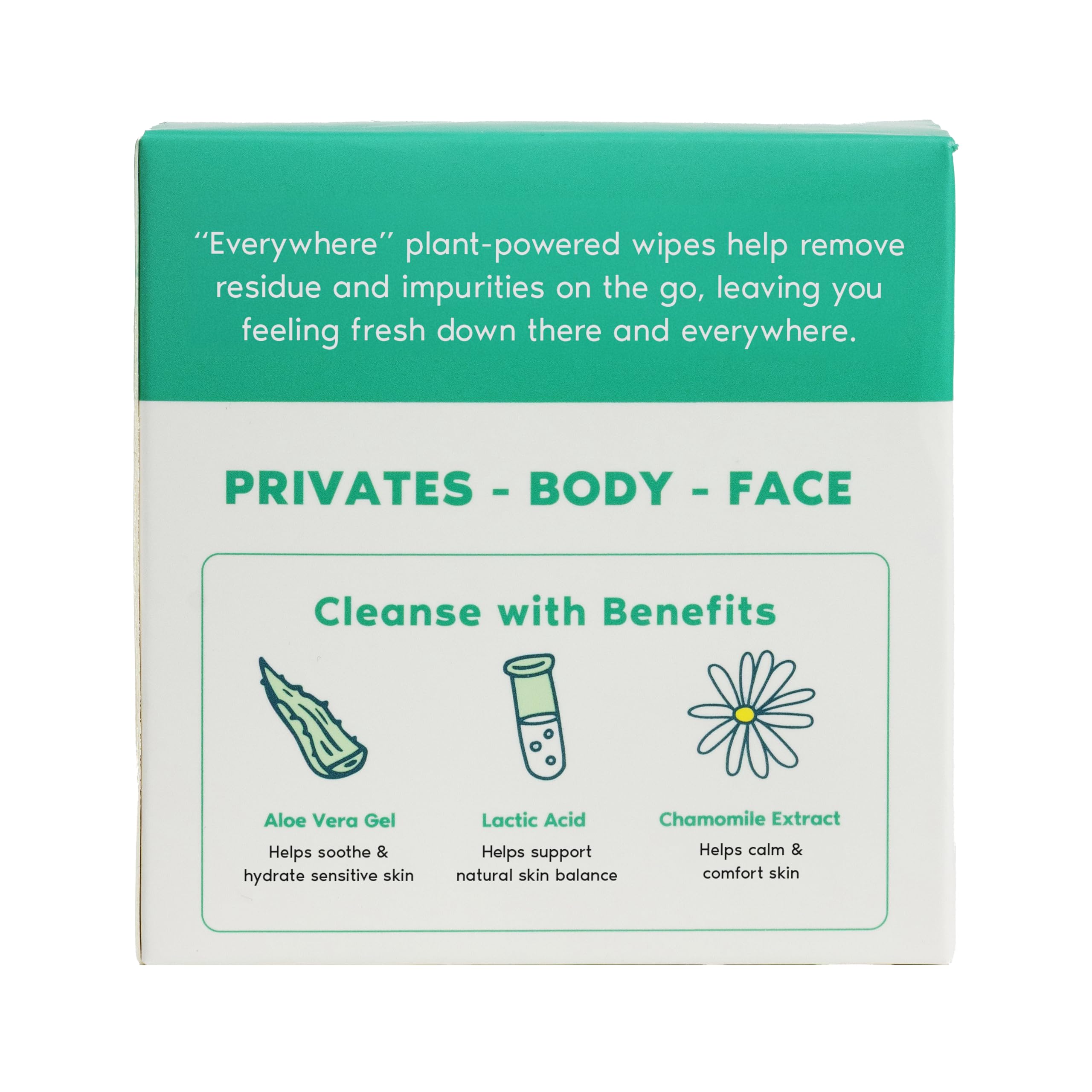 Everywhere Wipes – 100% cotone biologico, delicato e rinfrescante, pH equilibrato, senza profumo, alimentato a pianta per corpo, viso e aree intime, aloe vera e estratto di camomilla, ideale per pelli