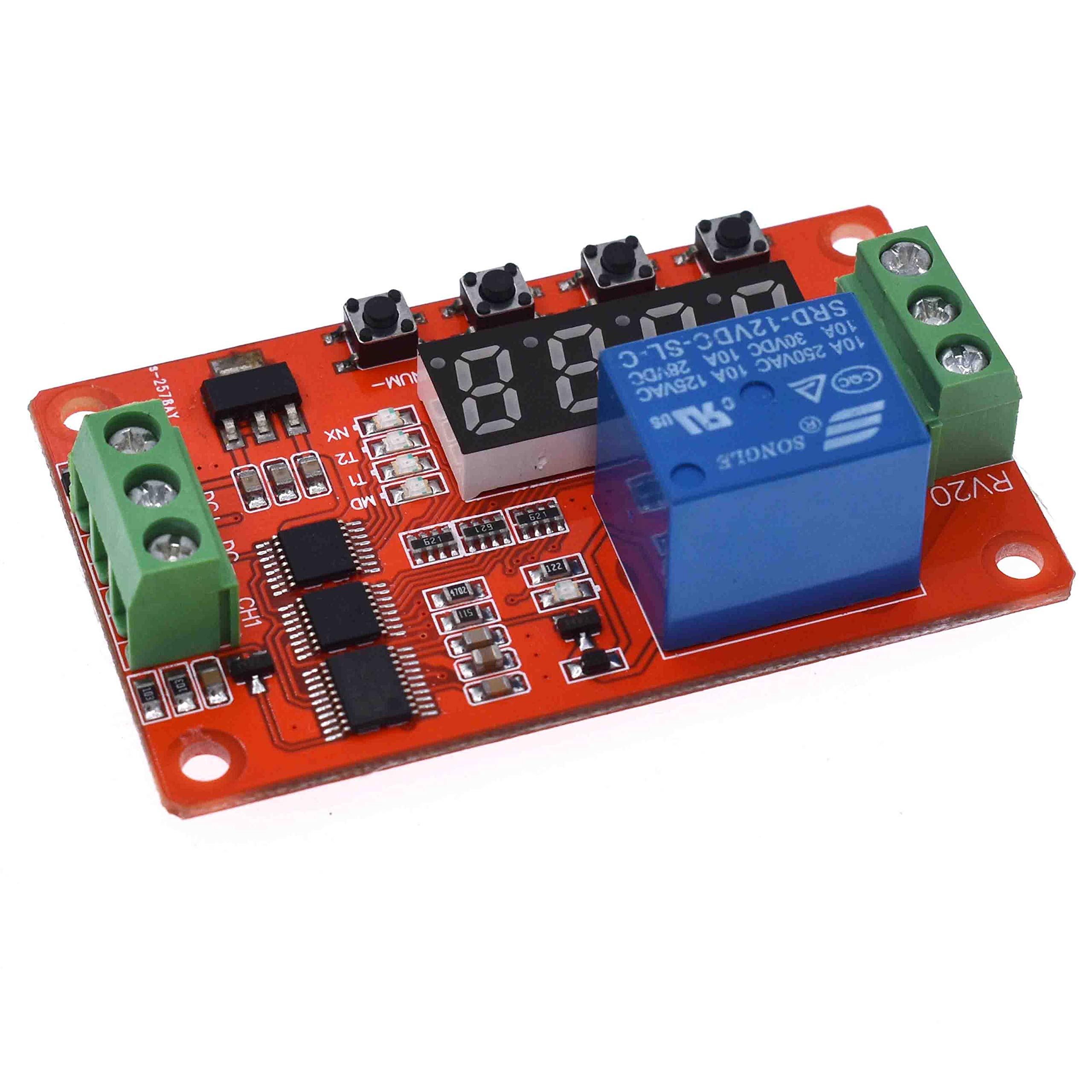 5V 12V 24V DC Multifunction Self-Lock Relay PLC Cycle Delay Time Timer Switch Module PLC Home Automation Delay Module (12V)