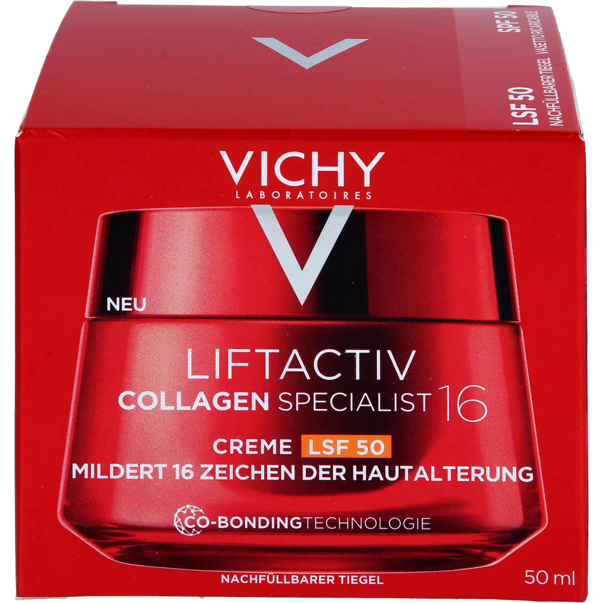 Vichy Liftactiv Collagen Specialist 16 Creme LSF 50, Anti-Aging Tagescreme & Gesichtspflege, Verbessert 16 Zeichen der Hautalterung, Mit Rhamnose, Peptiden & Maitake, UV-Schutz für das Gesicht, 50 ml