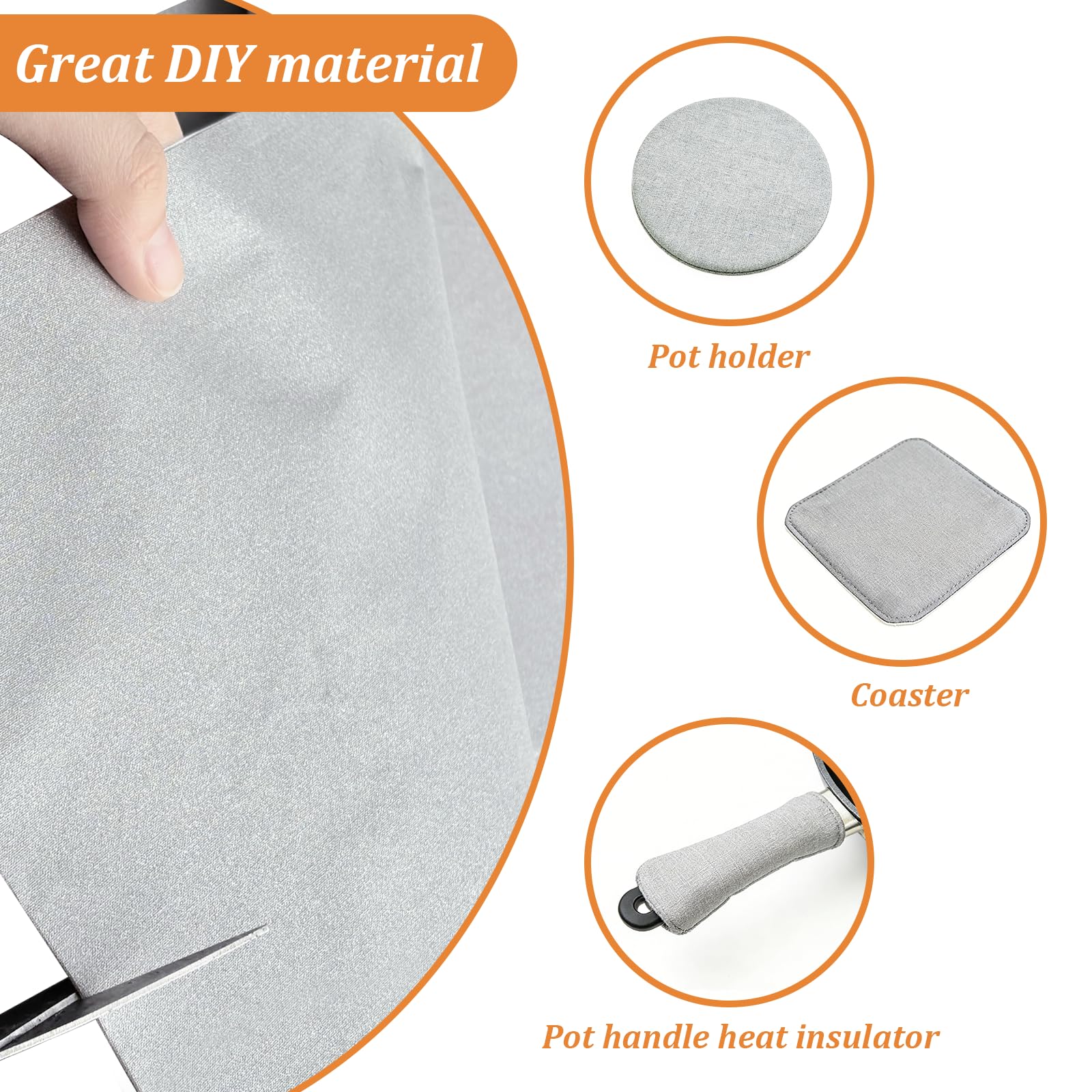 59" x 2 Yard Silver Thermal Heat-Resistant Fabric by The Yard, Insulated Scorch-Resistant Ironing Board Cover Heat Shields for Potholder & Other DIY Craft Projects (59inches x 2 Yard, Silver) - 5