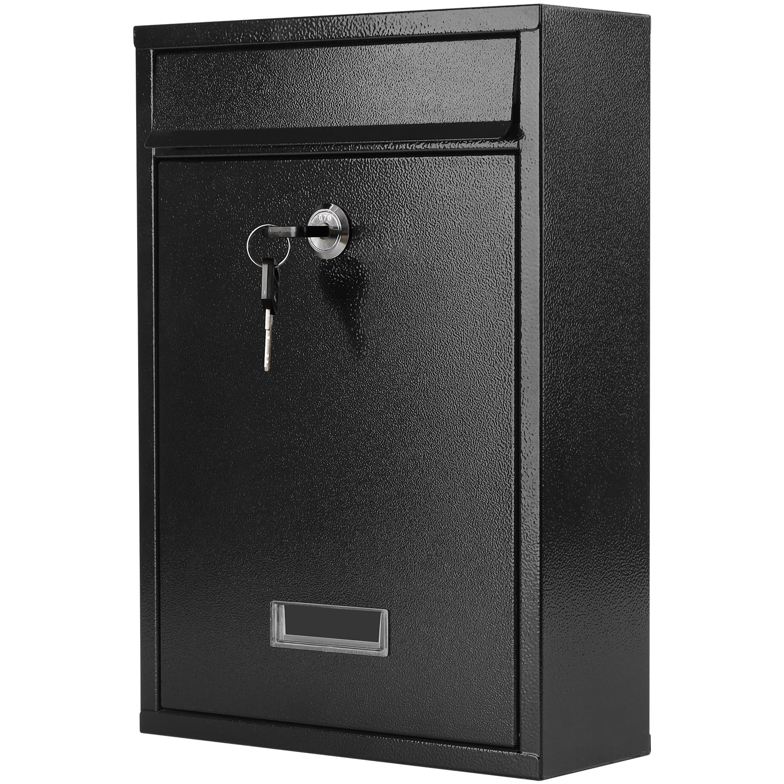 KYODOLED Locking Mailbox for Outside, Large Black Wall Mount Mail Drop Box