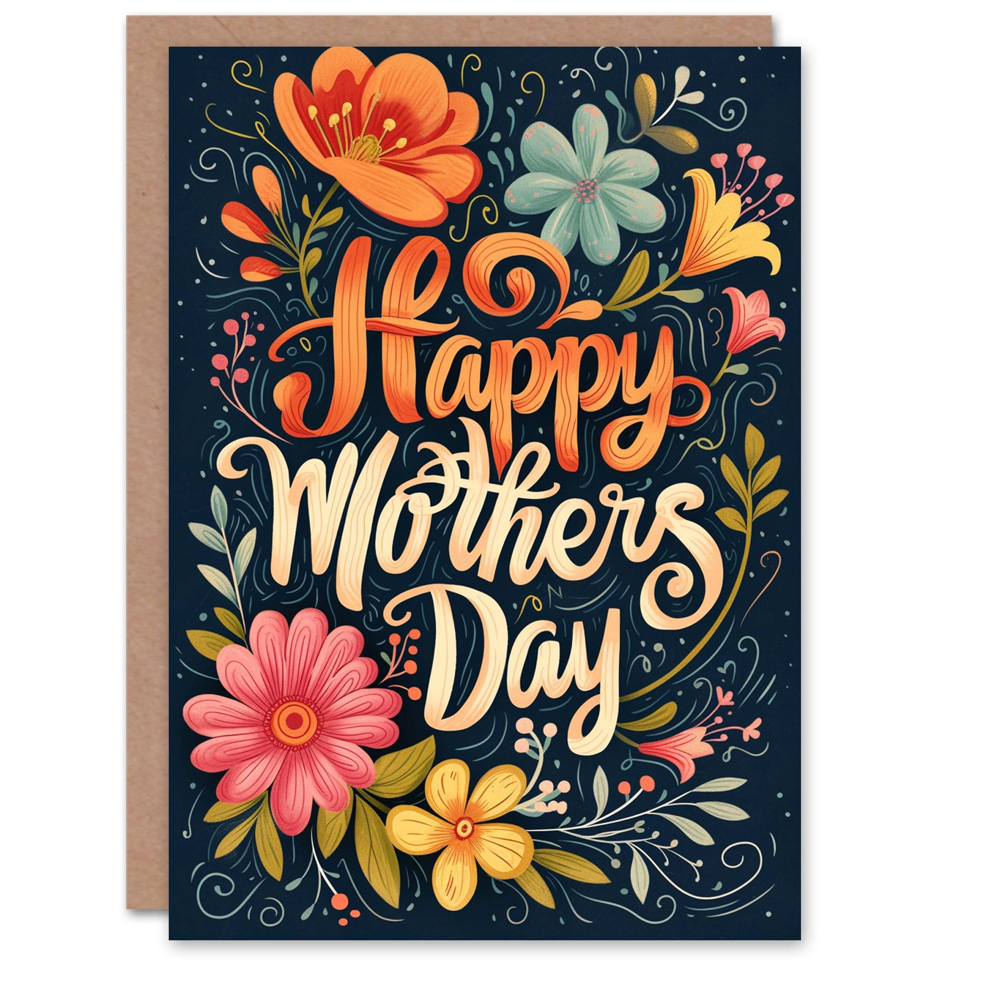 Artery8 Mother's Day Greeting Card Blooming Flower Design Typography For Mum