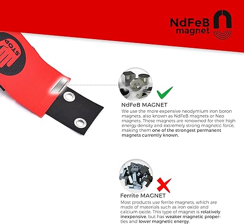 Miniatura 3 de Letrero con extremos magnéticos, extremos de ventosa adicionales, señal de advertencia roja para un fácil montaje en marco de puerta de metal,