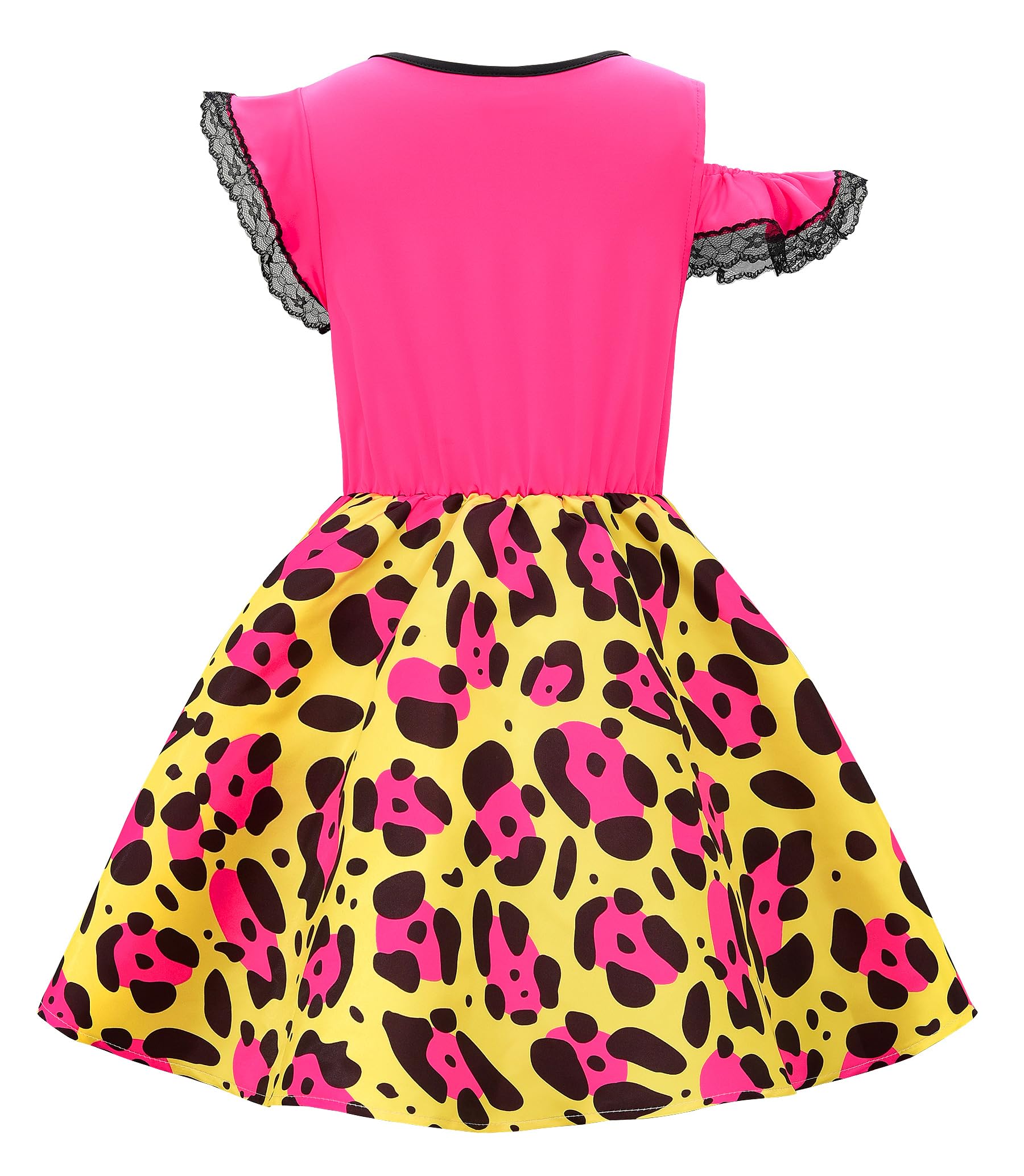 ReliBeauty Costume Anni ‘80 Bambini Vestito Anni ‘80 Bambina 3-12 Anni Carnevale Festa