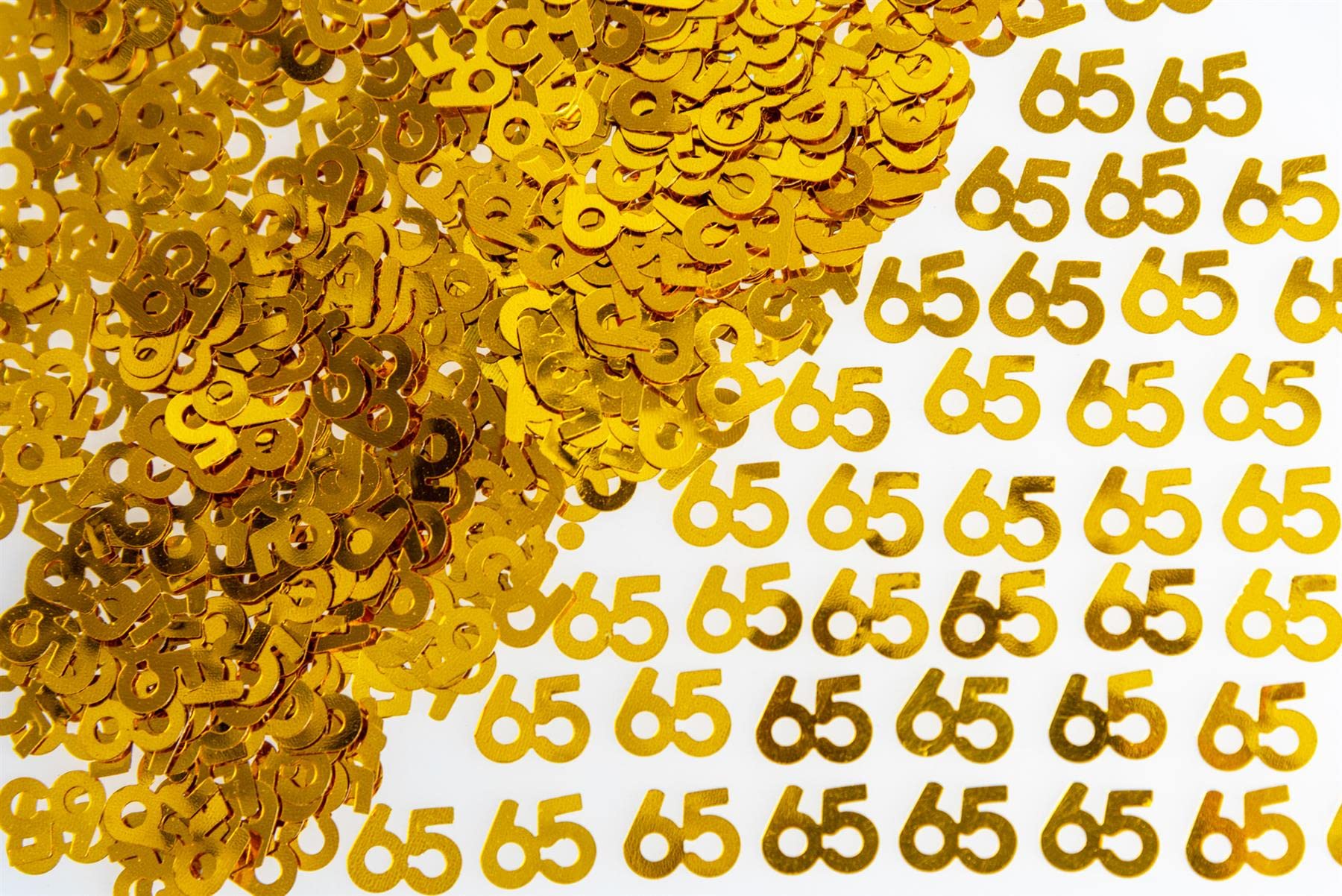 28g Gold 65th Birthday Confetti Foil Metallic Glitz Table Scatter Sprinkles Age Bday Party Decorations